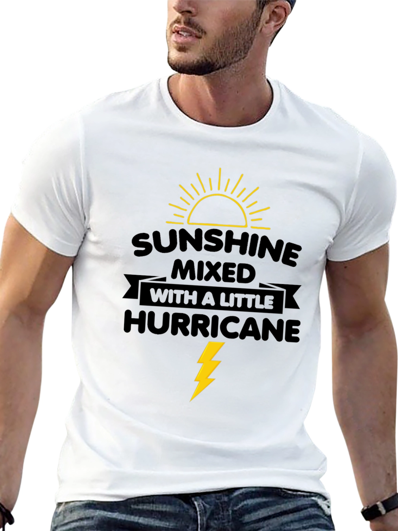 Sunshine Hurricane Graphic T-Shirt - Mens Black Tee