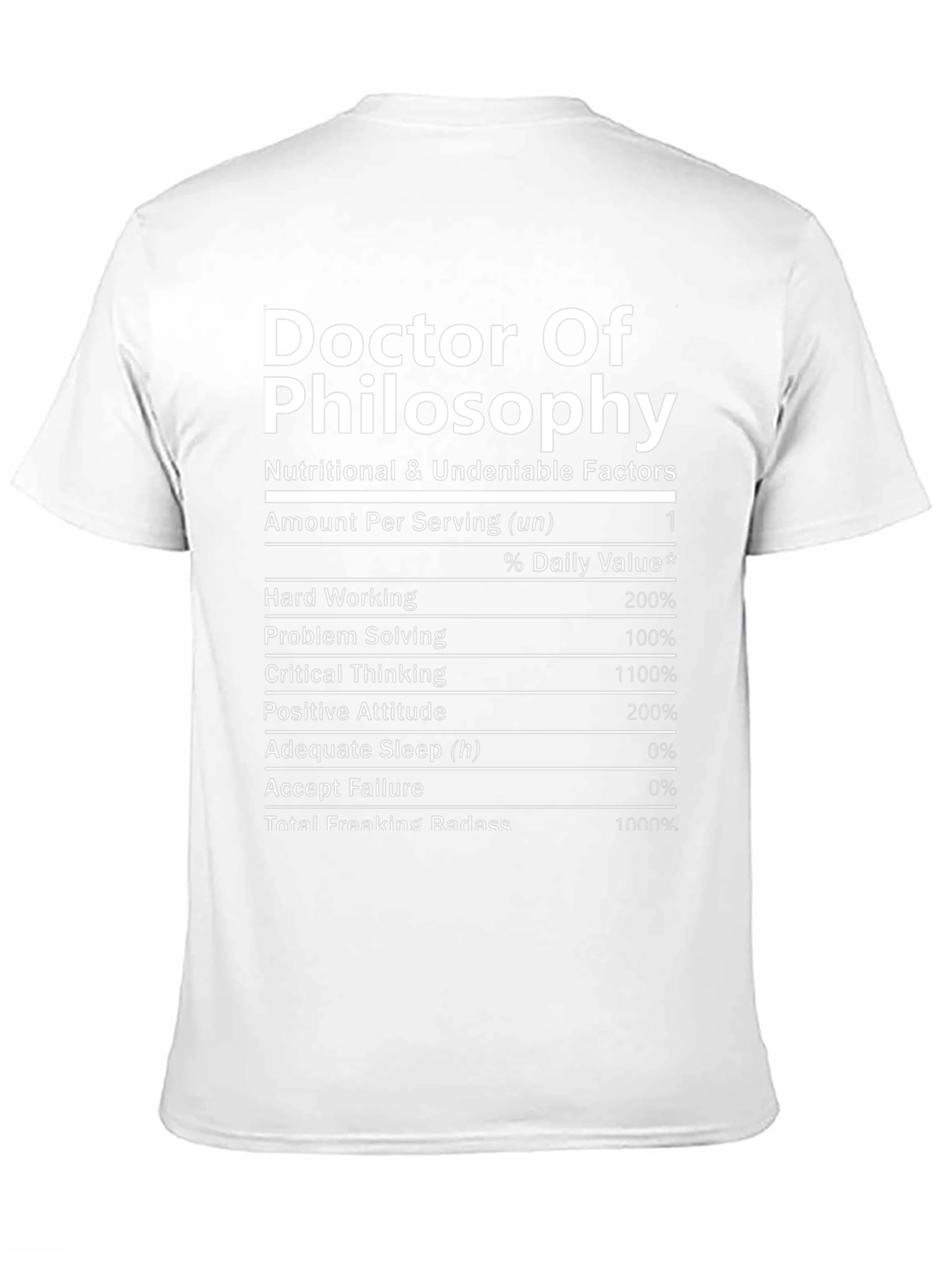 Doctor of Philosophy Nutrition Facts T-Shirt