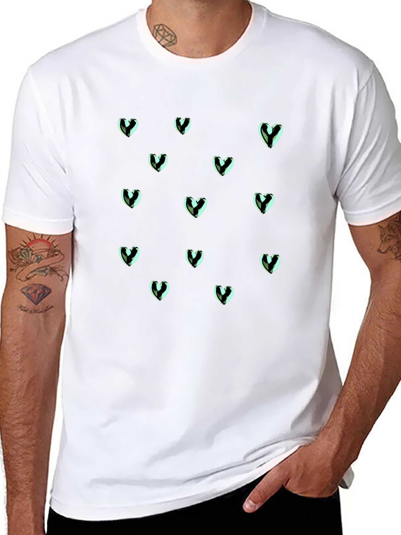 Heart Pattern T-Shirt - Stylish & Comfortable