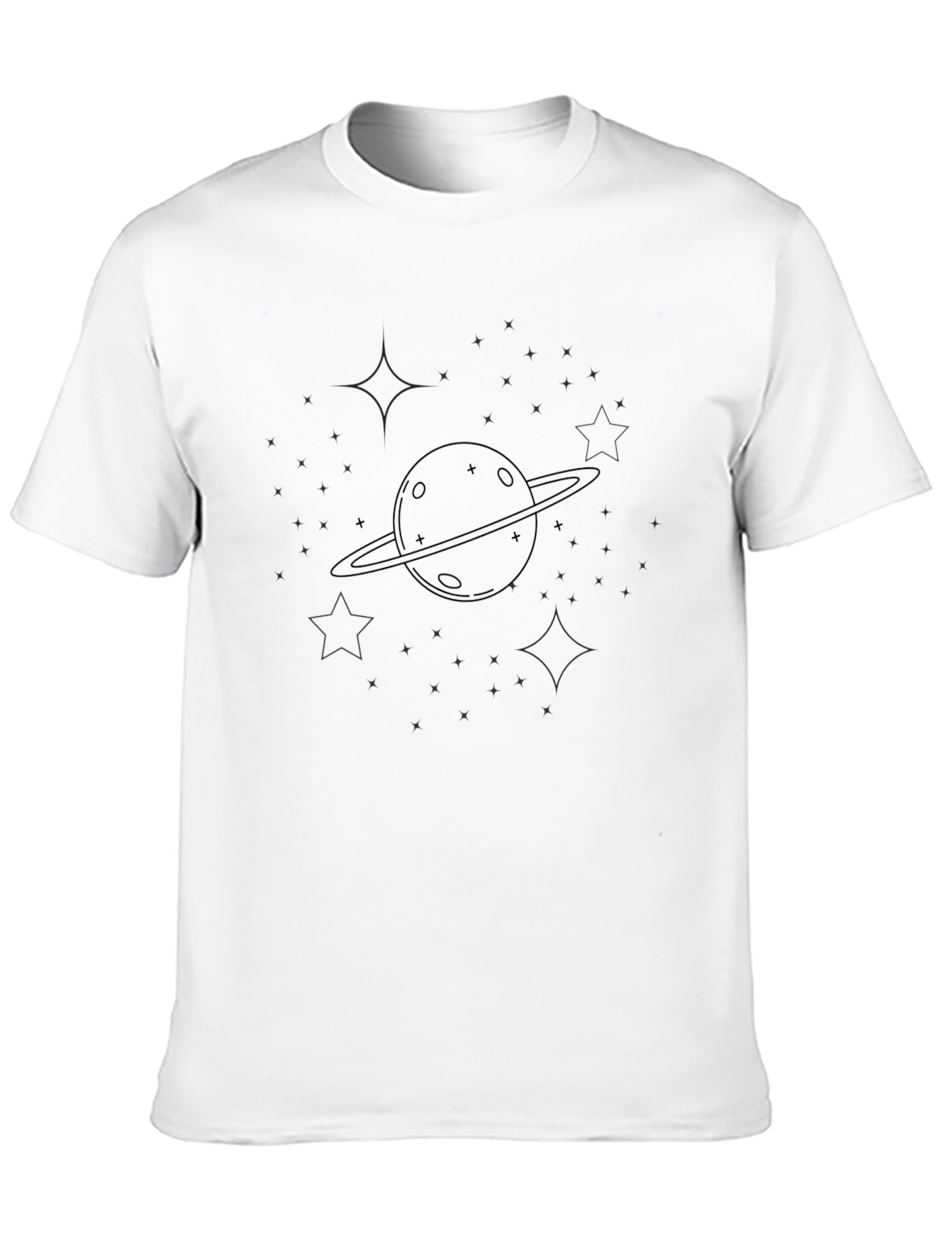 Saturn Graphic Black T-Shirt - Casual Space Tee