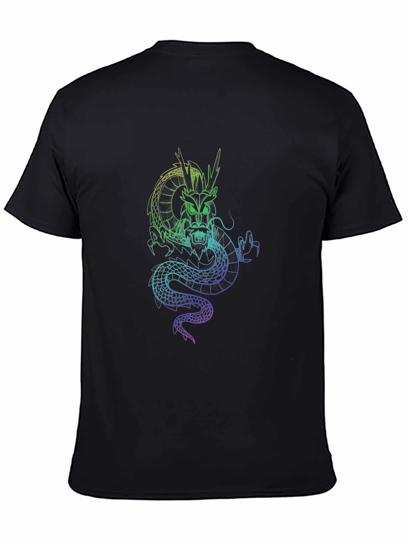 Dragon Graphic Black T-Shirt - Unique Neon Design