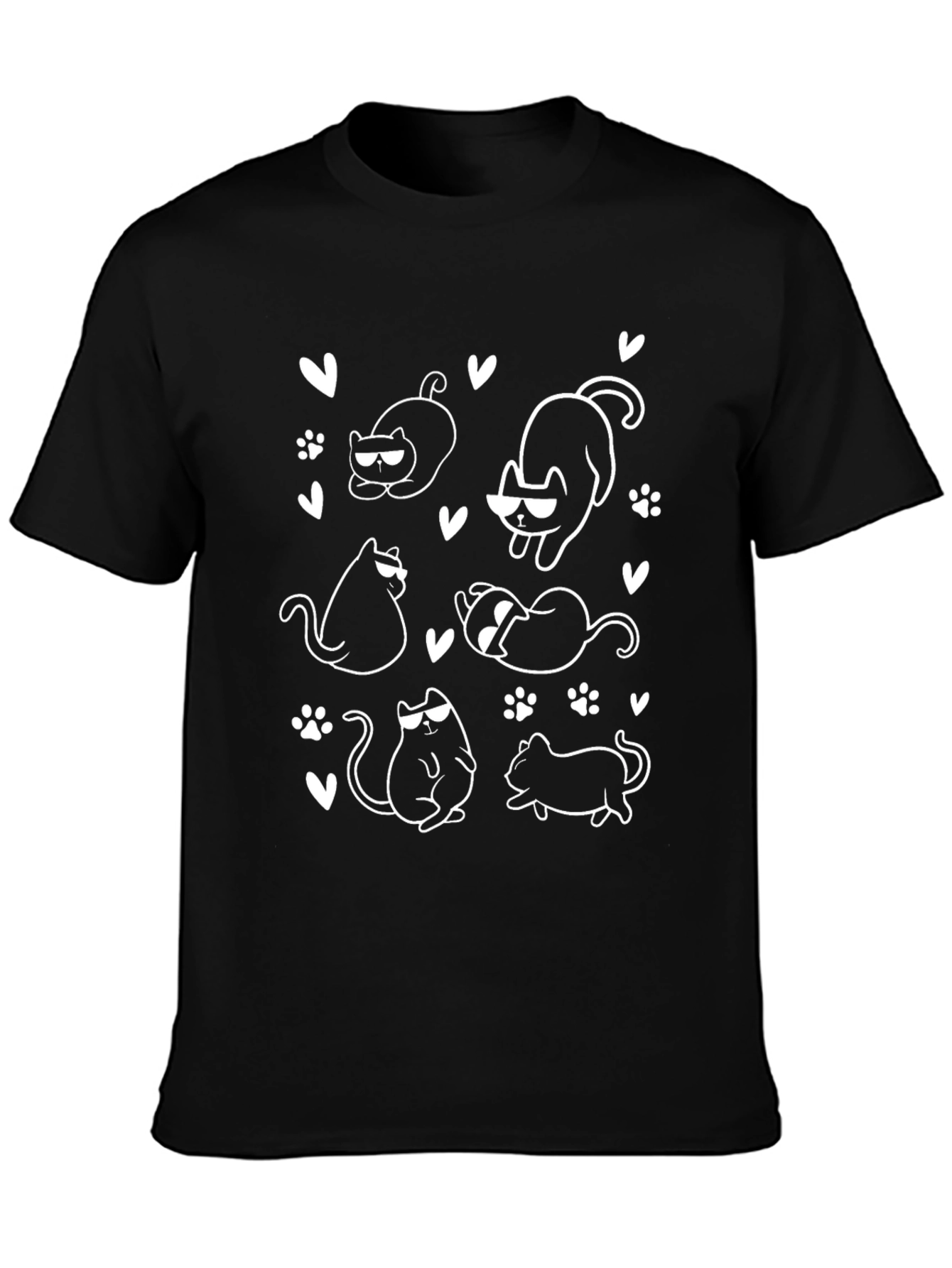 Cool Cats Graphic Tee - Black Cotton Shirt