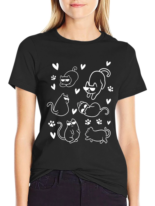 Cool Cats Graphic Tee - Black Cotton Shirt