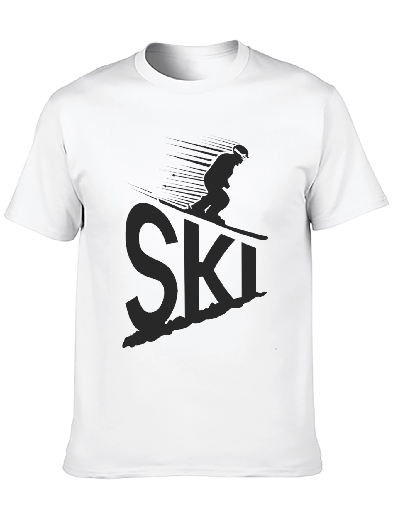 Mens Black Ski Graphic T-Shirt