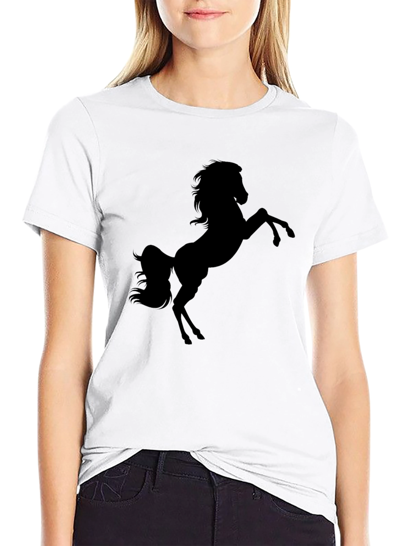 Black Horse Silhouette Graphic T-Shirt