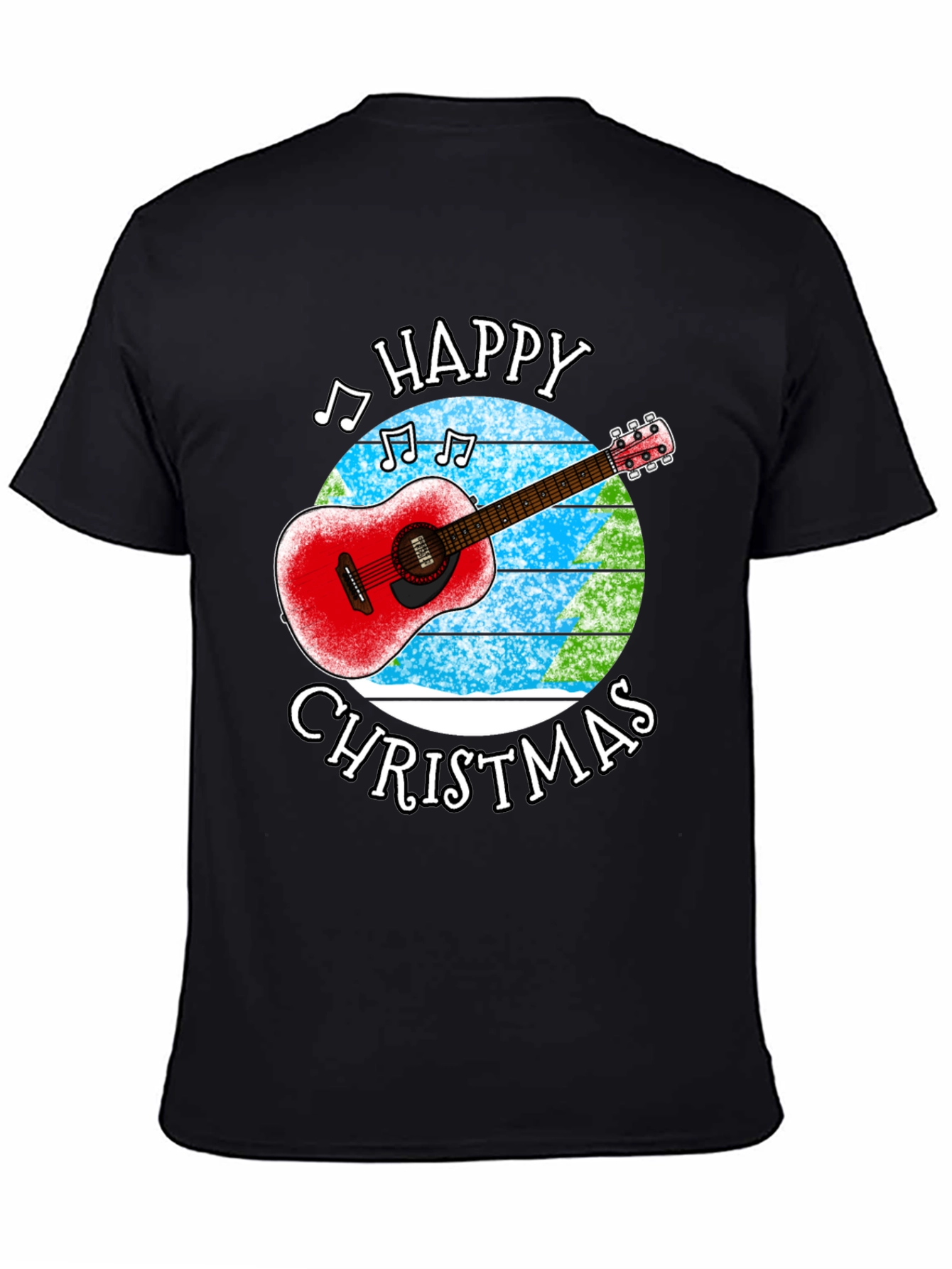 Happy Christmas Guitar Graphic T-Shirt