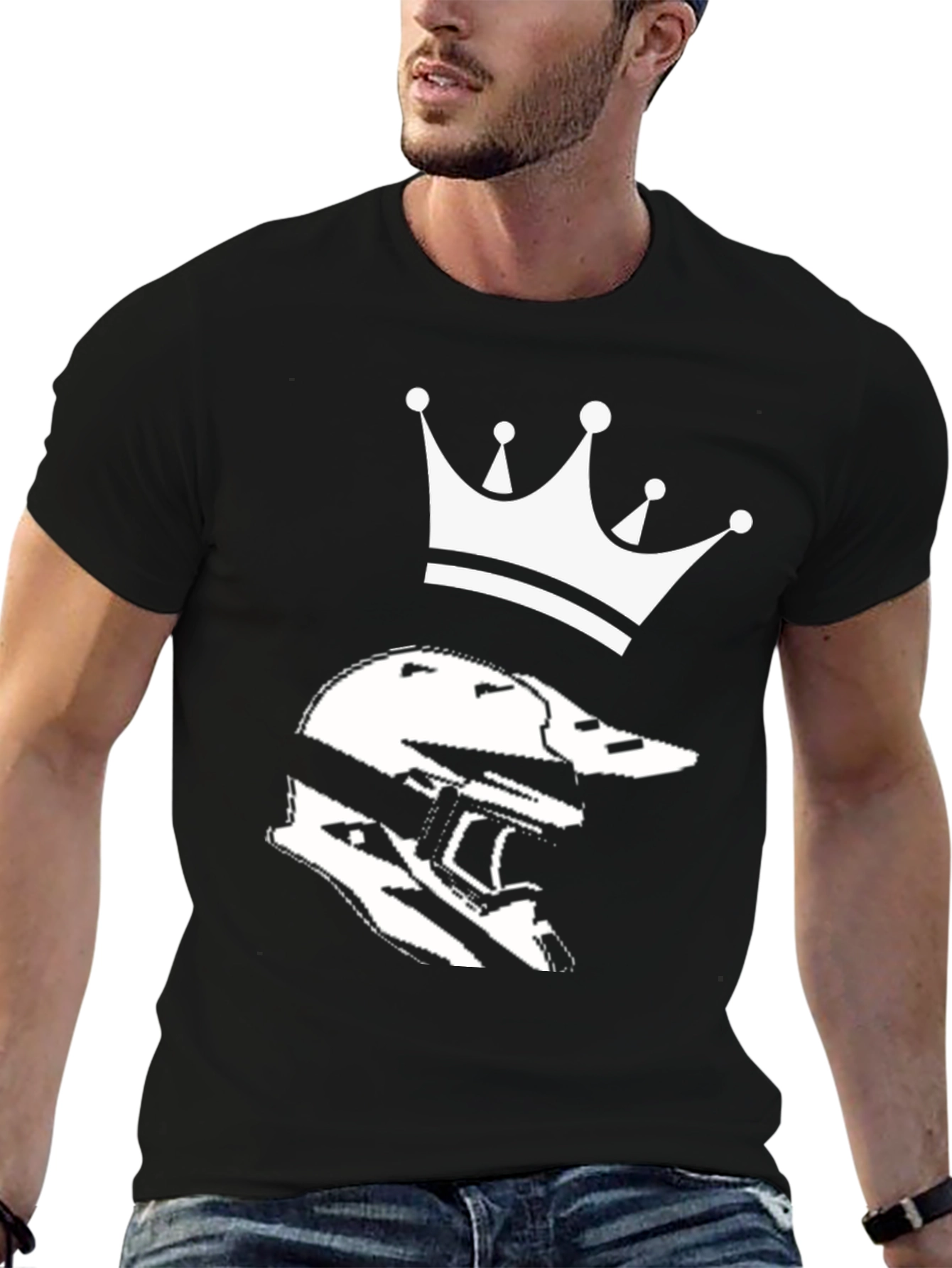 Helmet King Graphic Tee - Black Cotton Blend T-Shirt
