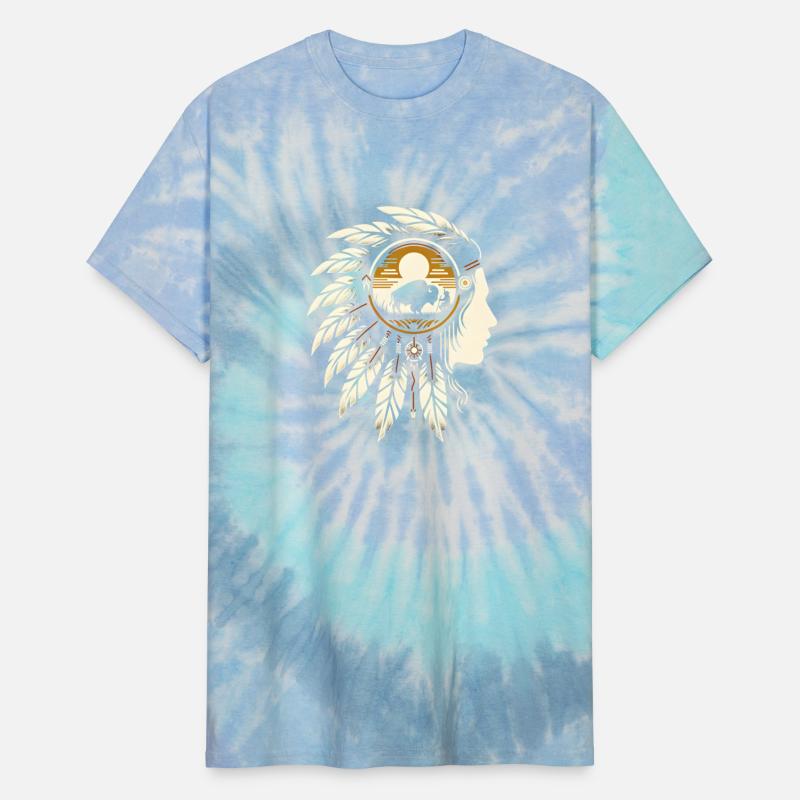 native american feather head in sunset style