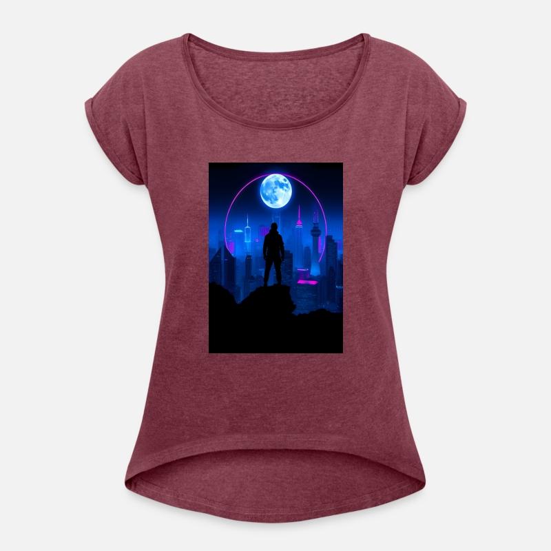 Neon Futuristic Skyline with Glowing Moon
