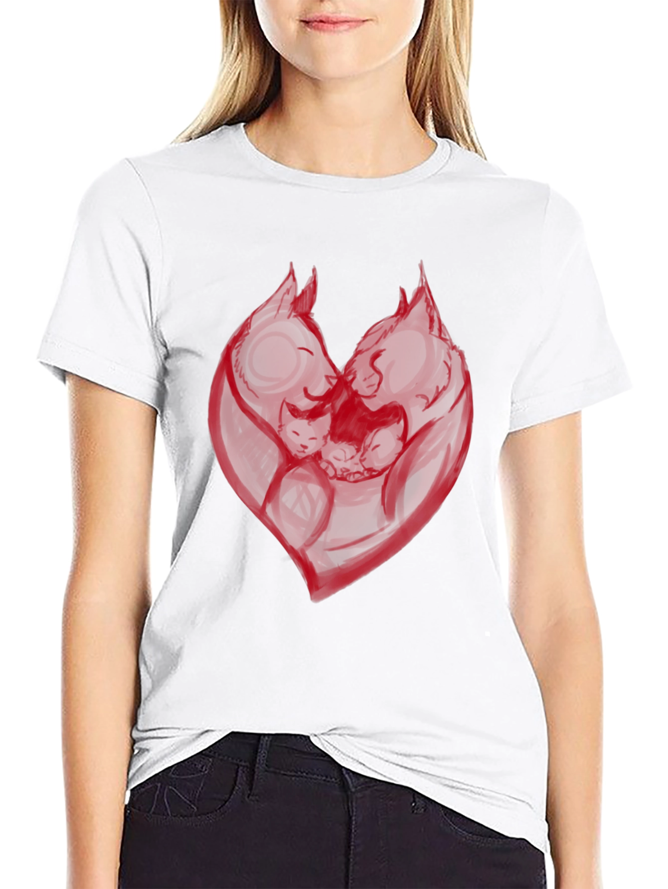Red Heart Graphic Black T-Shirt