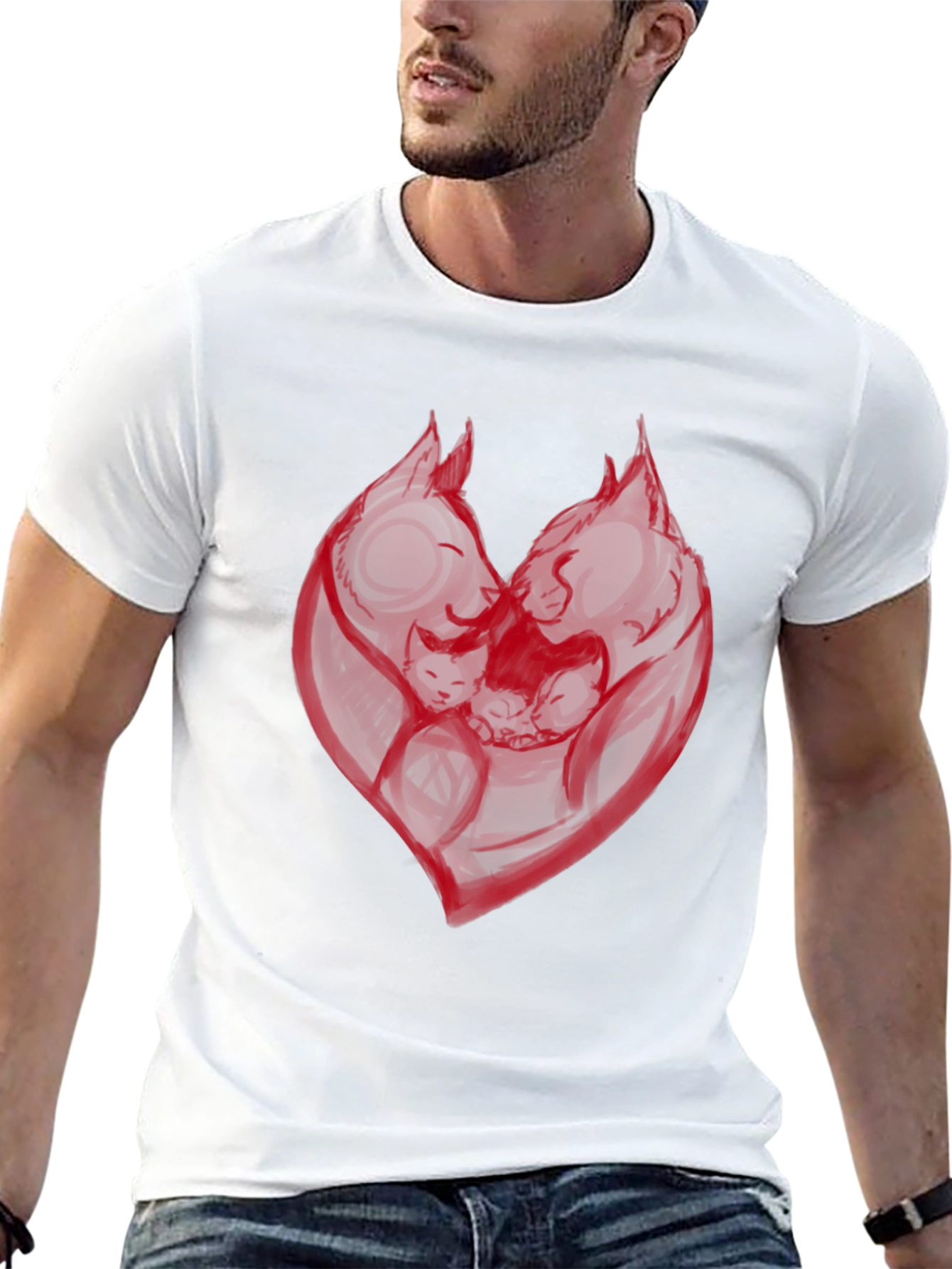 Red Heart Graphic Black T-Shirt