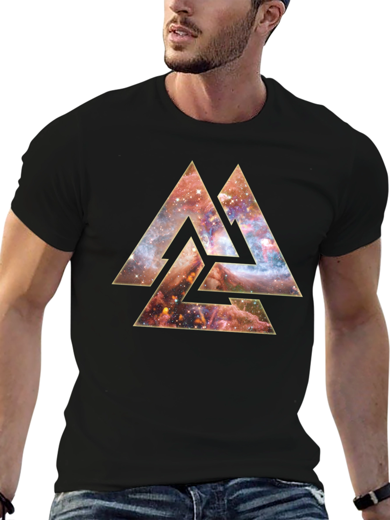 Cosmic Valknut T-Shirt - Norse Pagan Symbol