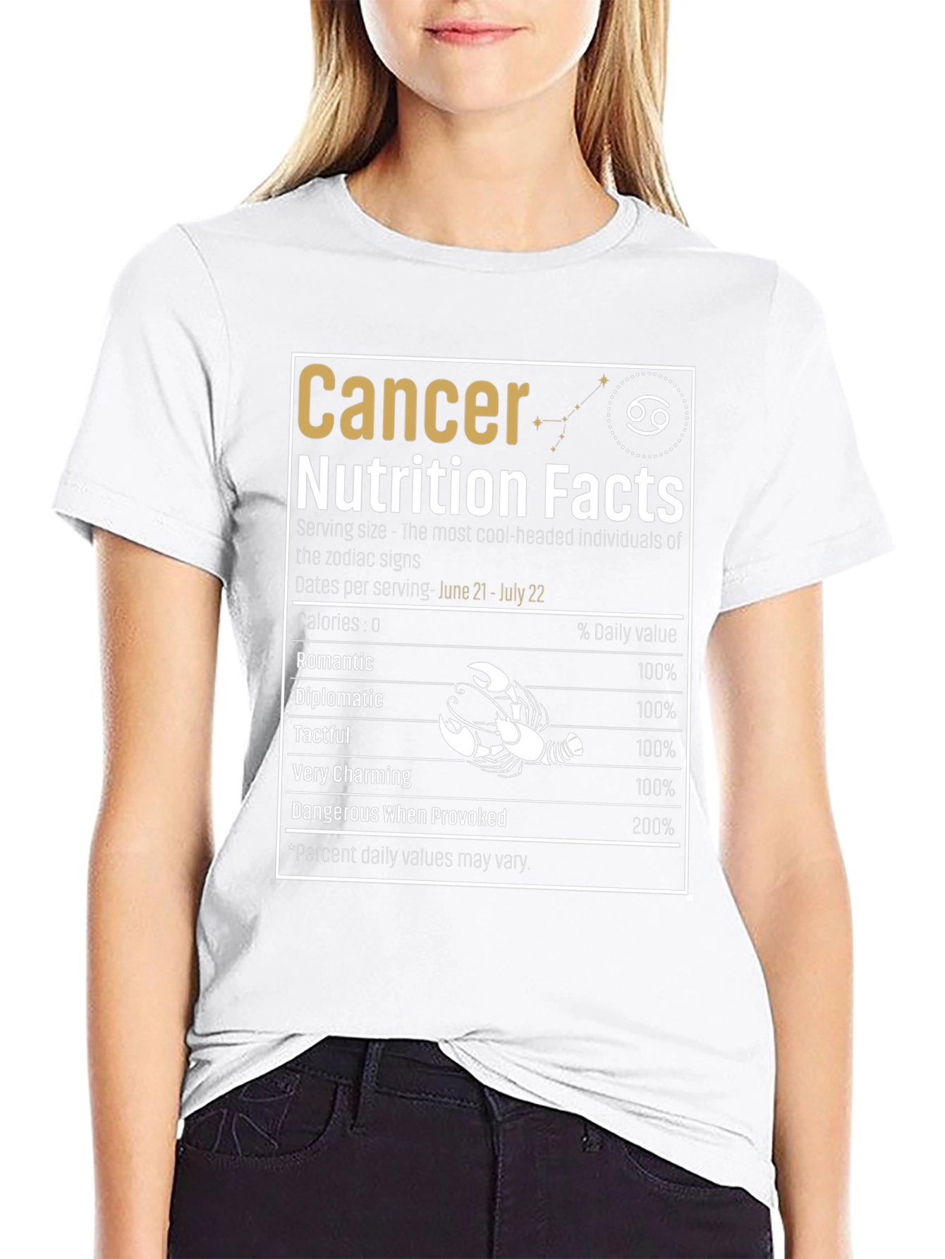 Cancer Zodiac Sign Nutrition Facts T-Shirt