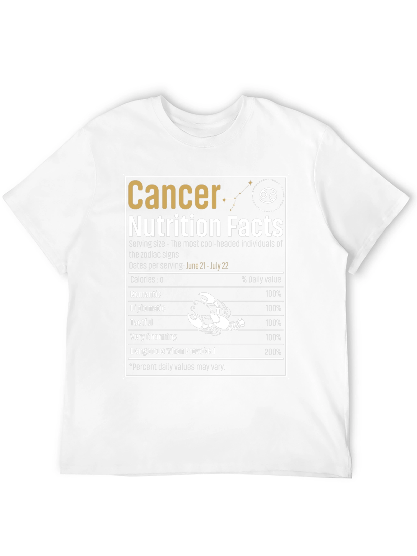 Cancer Zodiac Sign Nutrition Facts T-Shirt