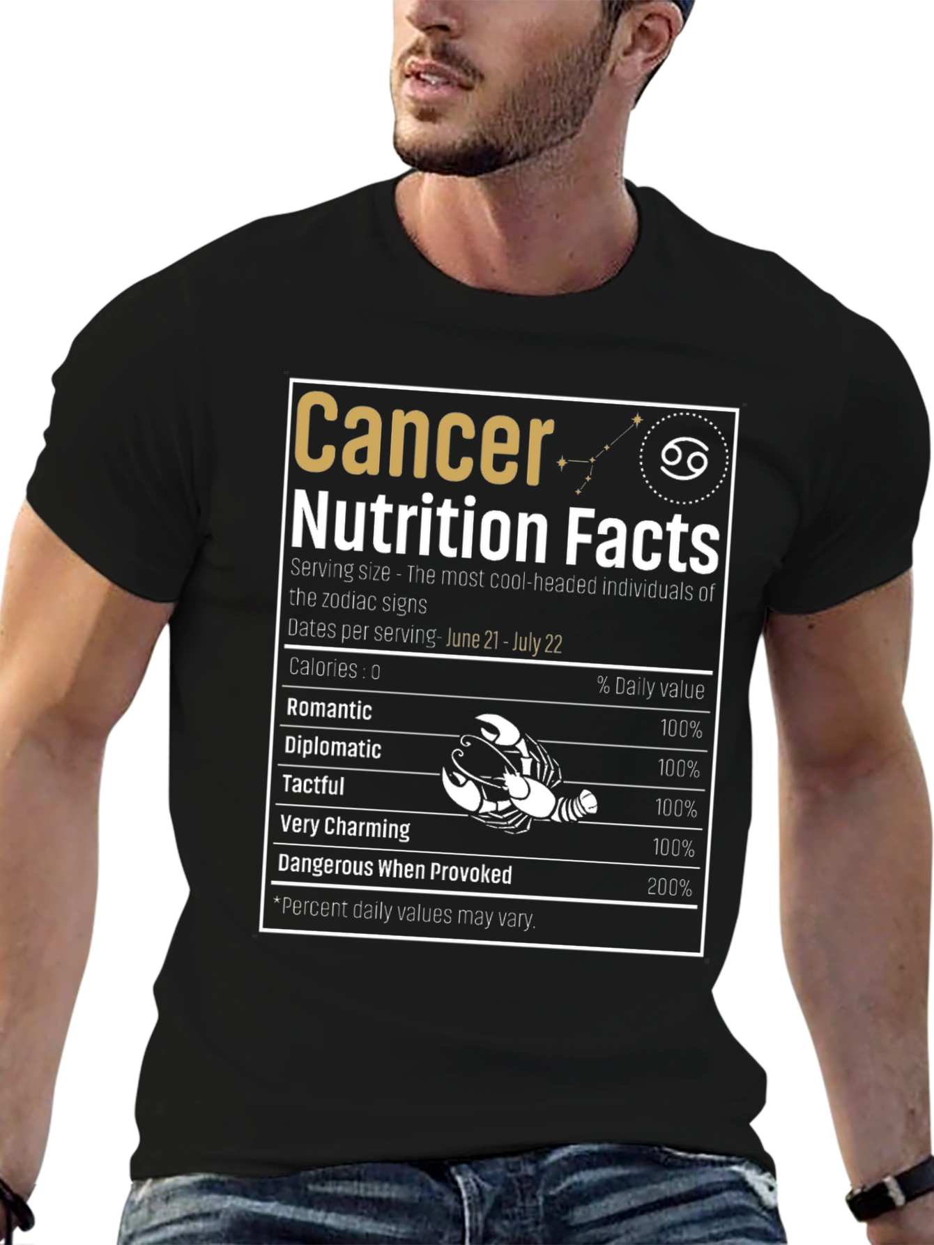 Cancer Zodiac Sign Nutrition Facts T-Shirt