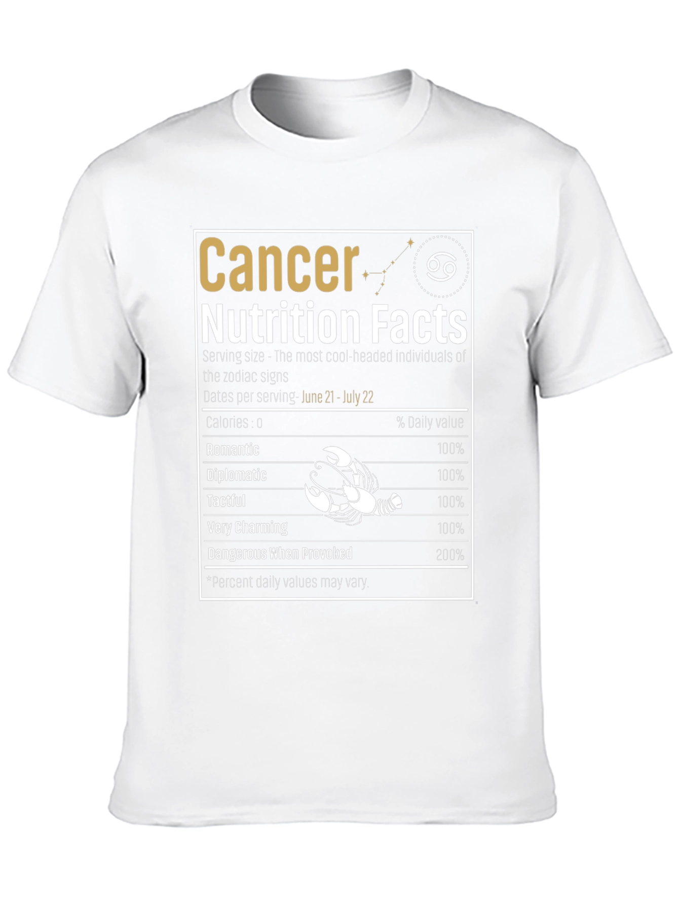 Cancer Zodiac Sign Nutrition Facts T-Shirt