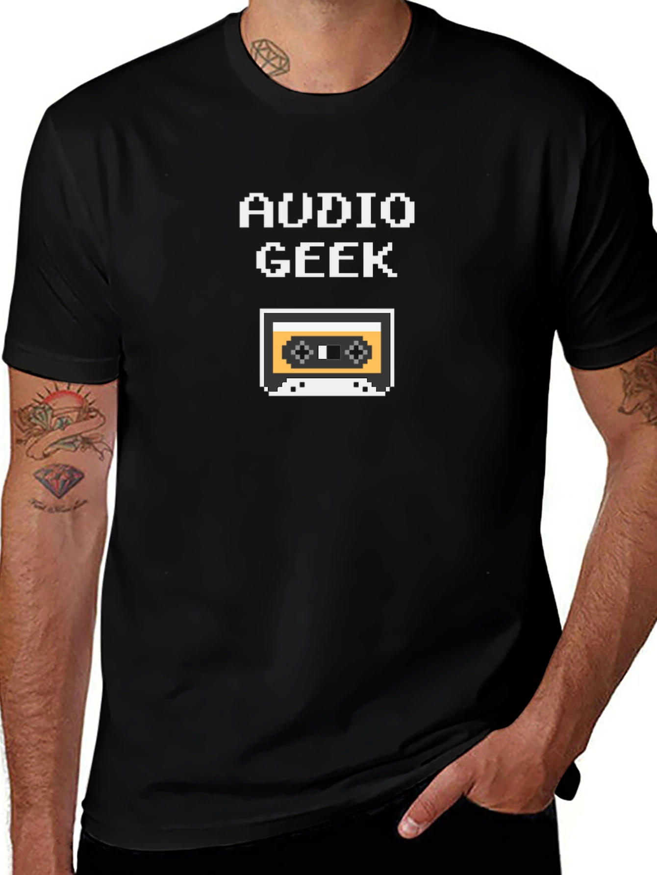 Audio Geek Retro Cassette Tape Pixel T-Shirt