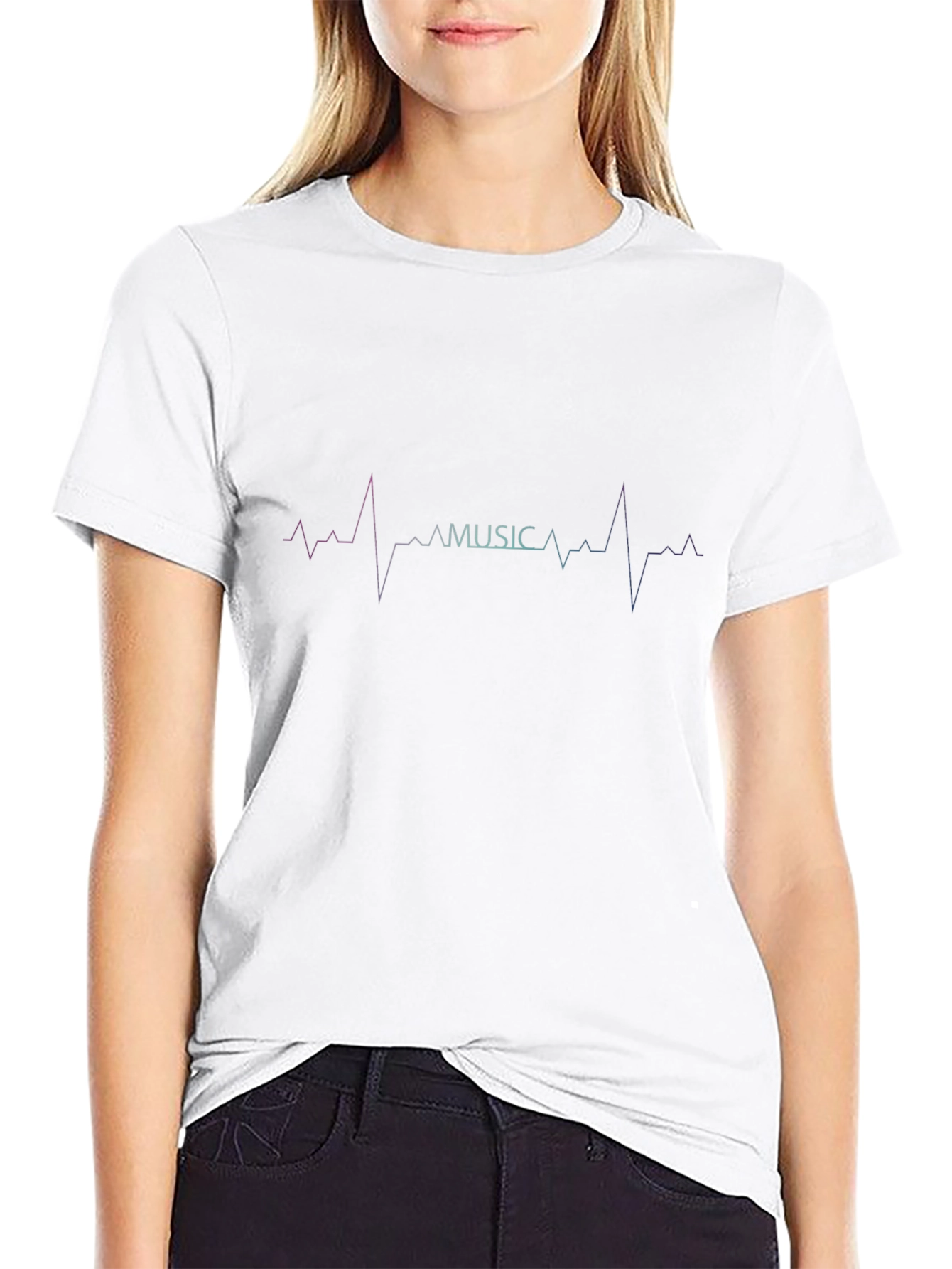 Music Heartbeat Graphic Black T-Shirt