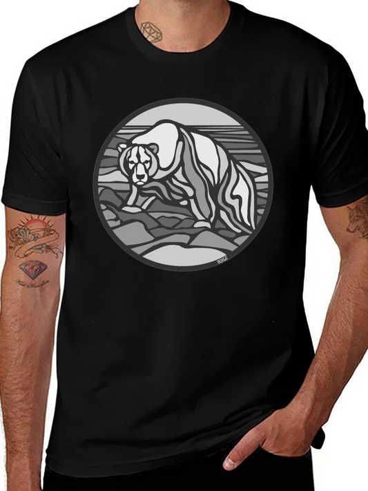 Bear Graphic T-Shirt - Black Cotton Tee