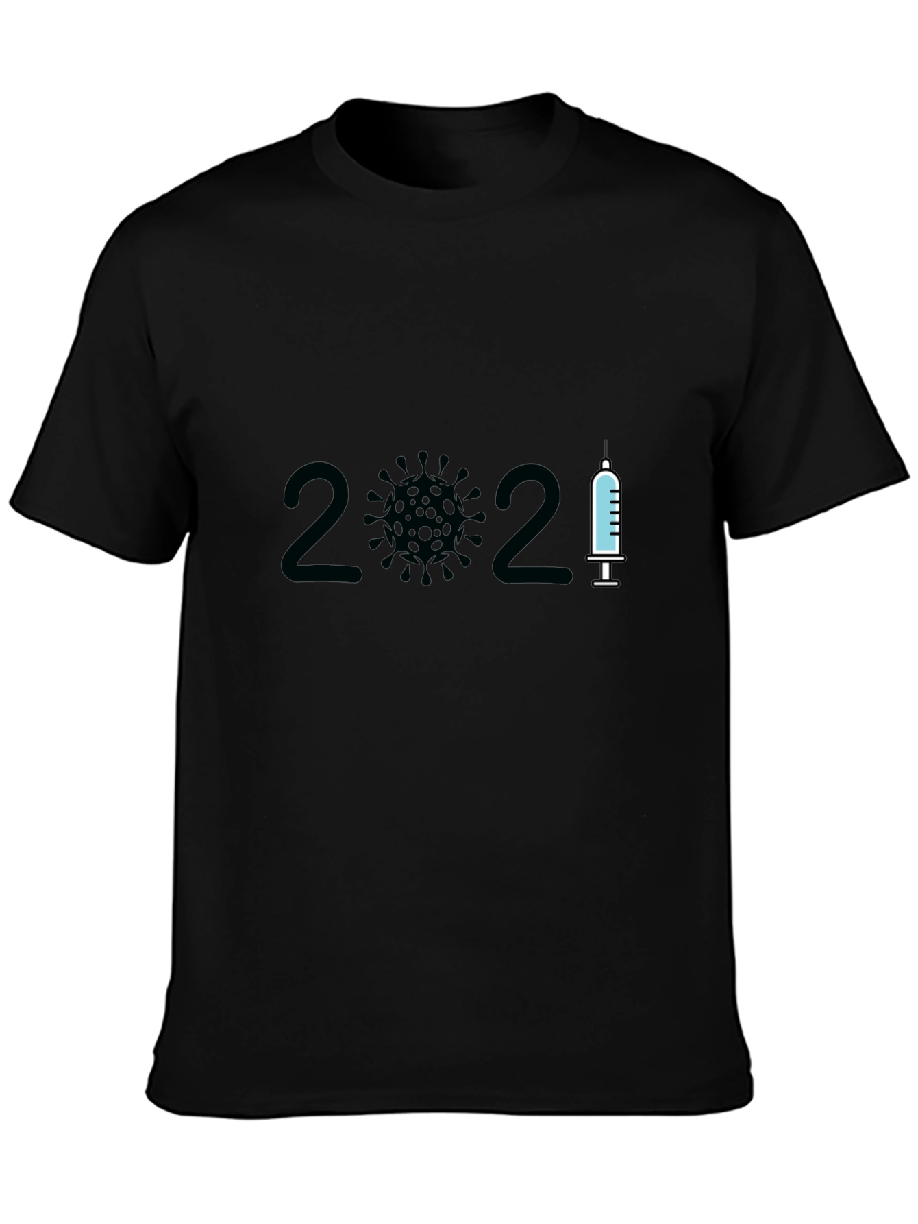 2021 Covid Vaccine T-Shirt - Black Crew Neck