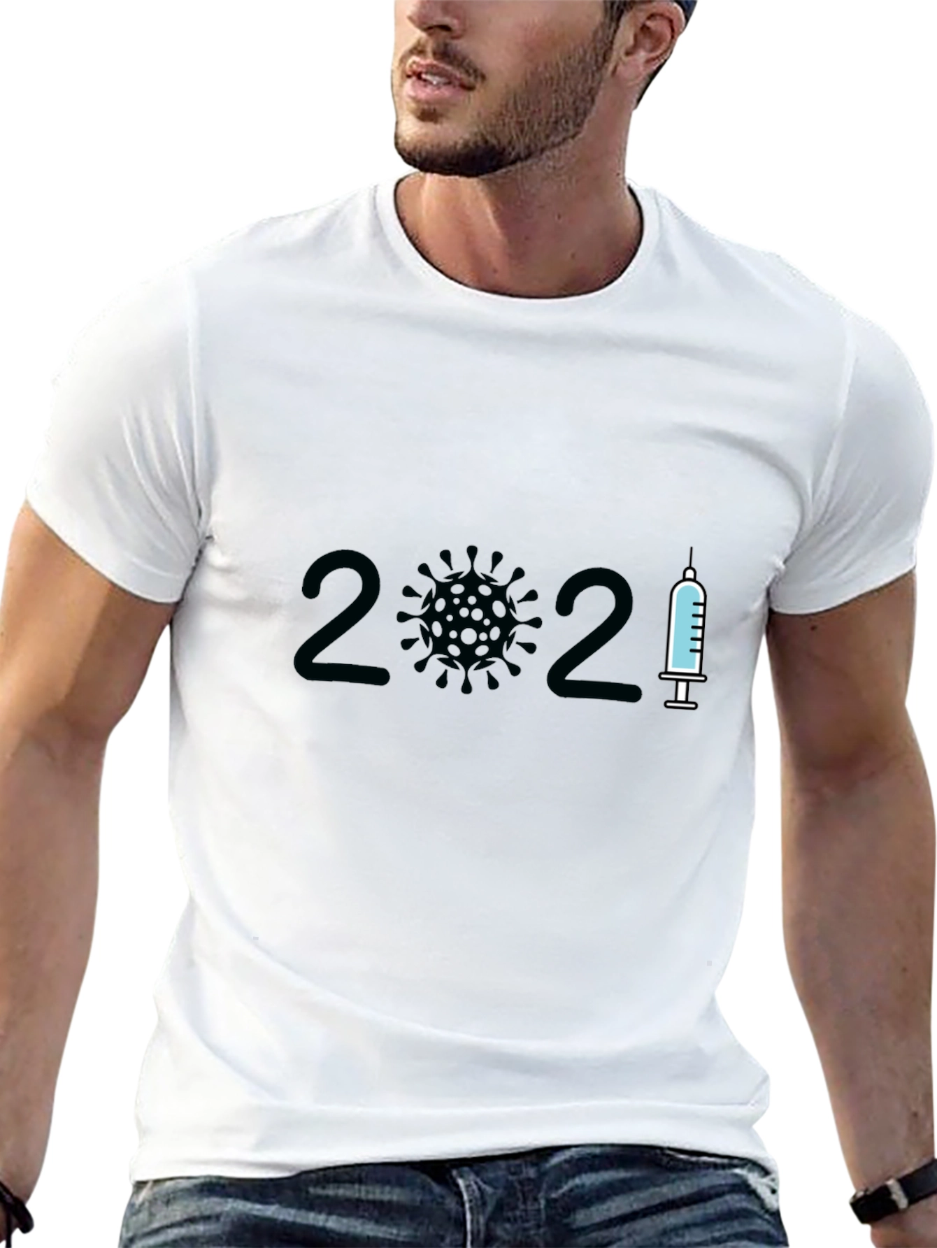 2021 Covid Vaccine T-Shirt - Black Crew Neck