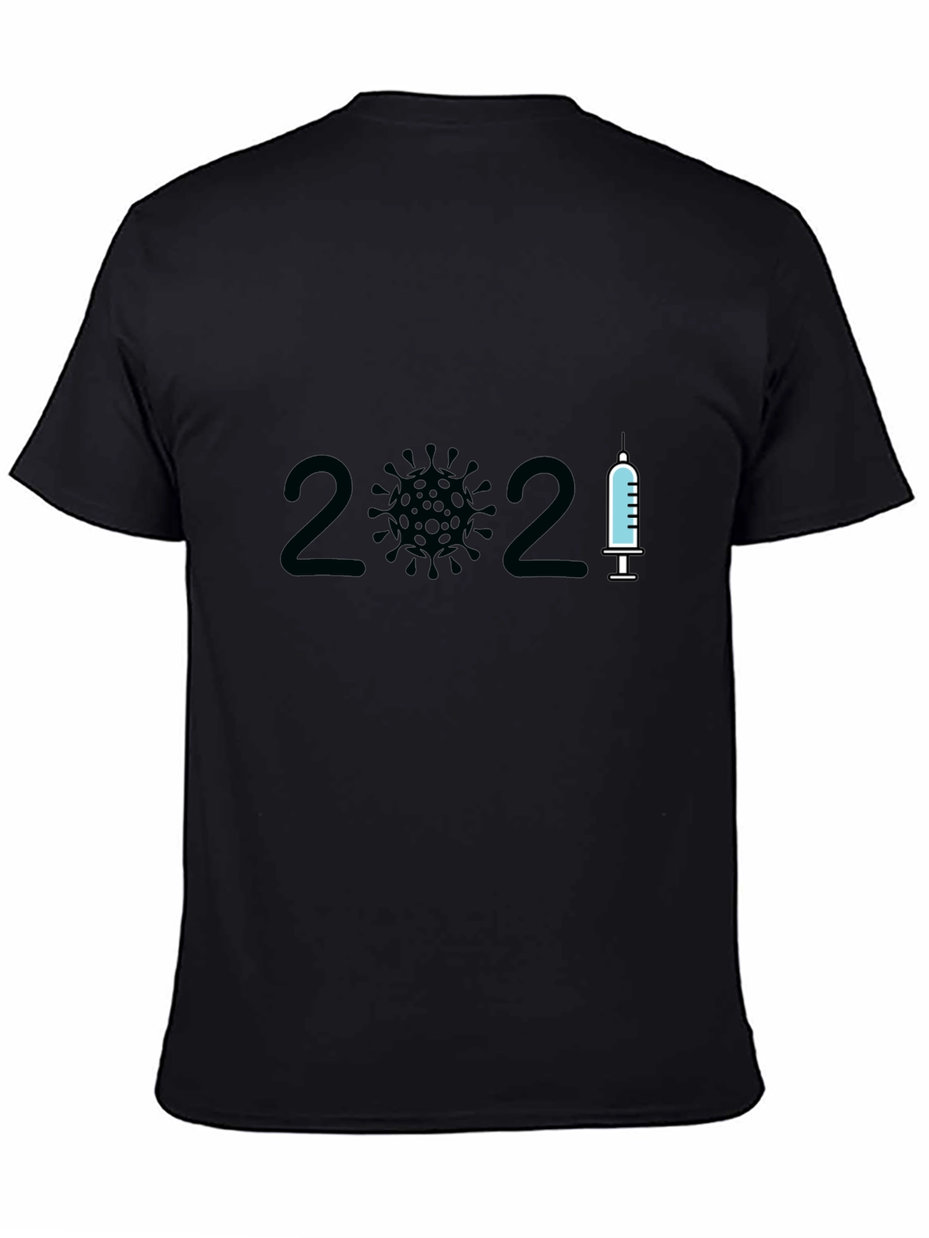 2021 Covid Vaccine T-Shirt - Black Crew Neck