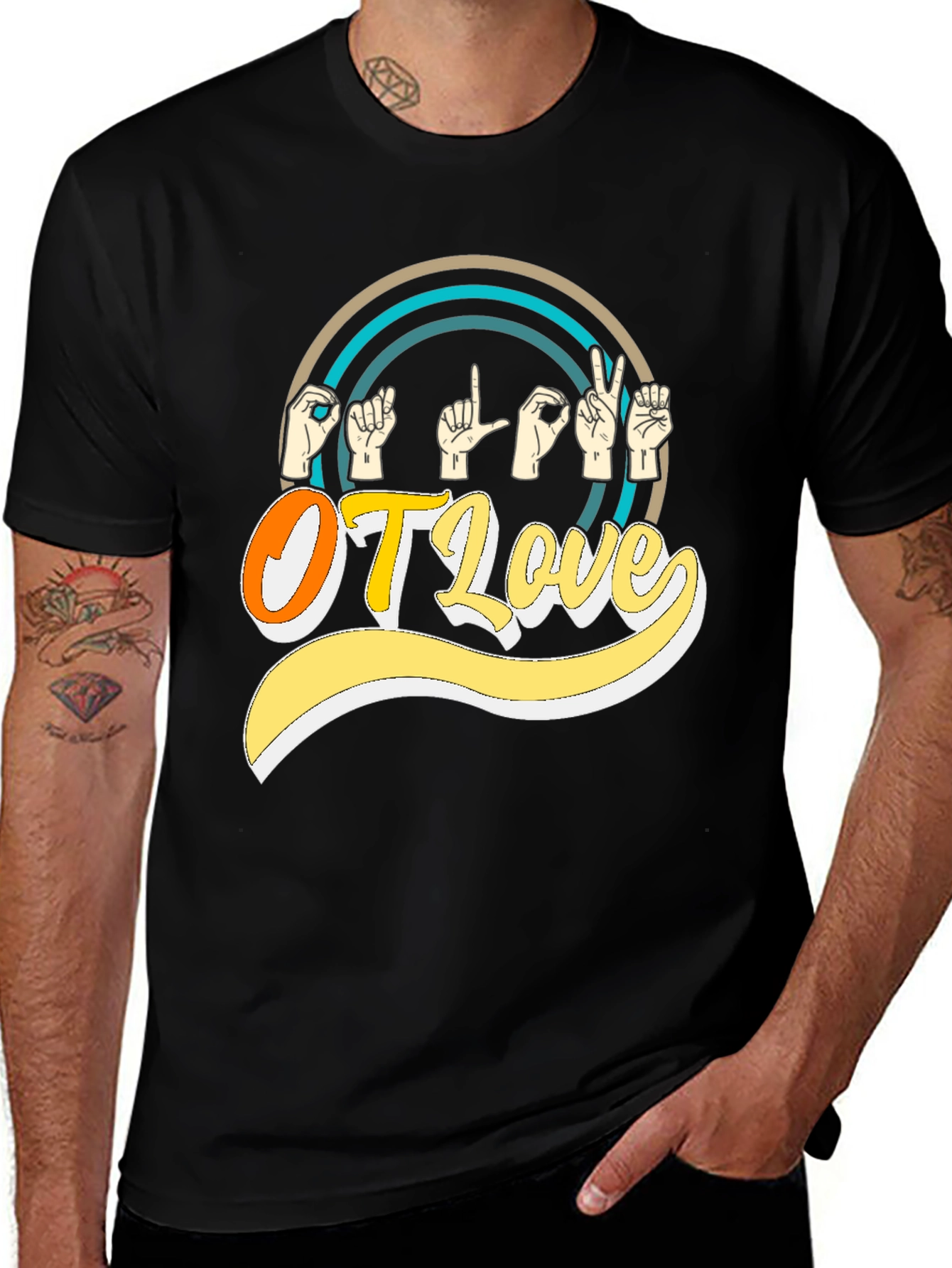 OT Love Sign Language Graphic T-Shirt
