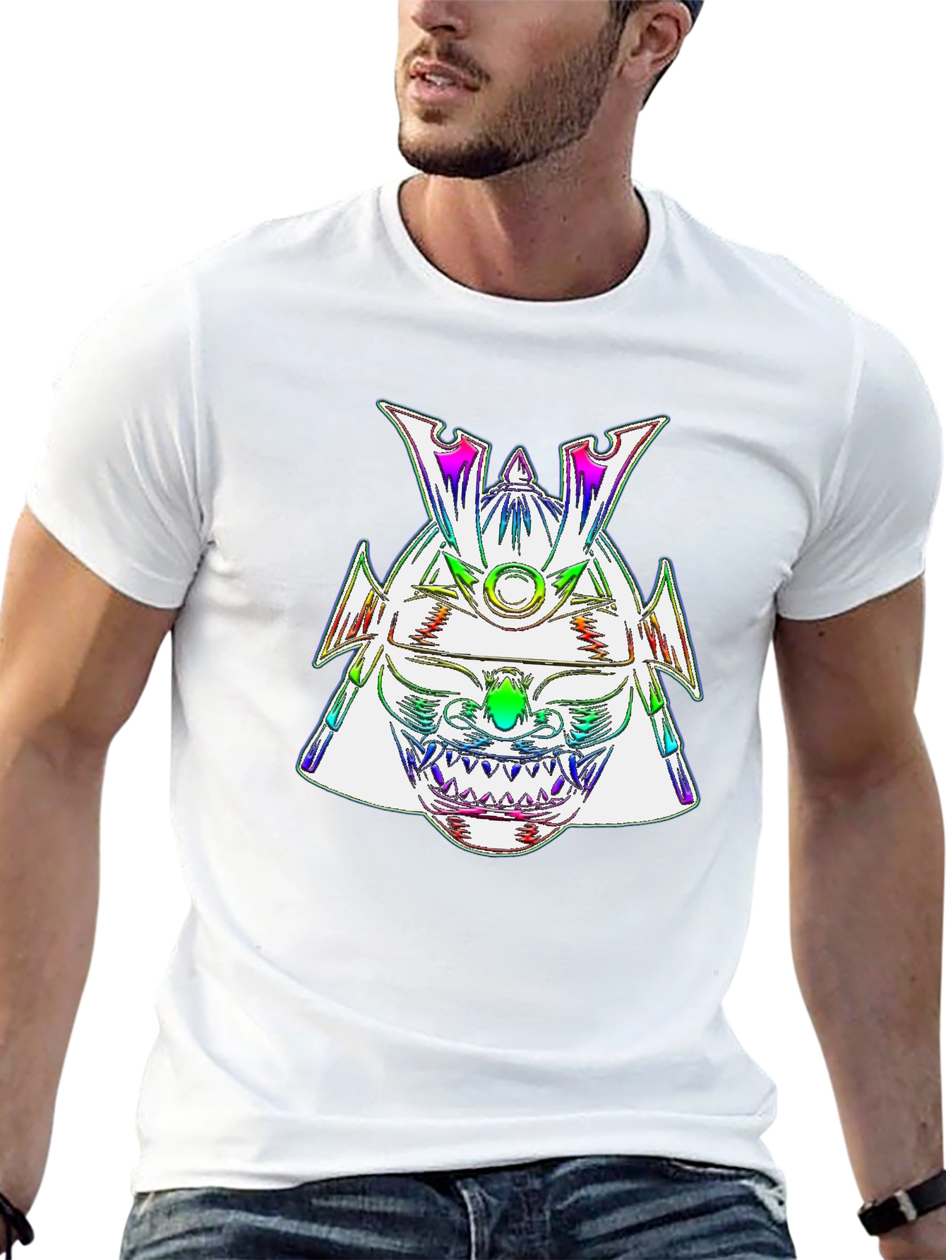 Rainbow Samurai Helmet Graphic Tee - Mens Black T-Shirt