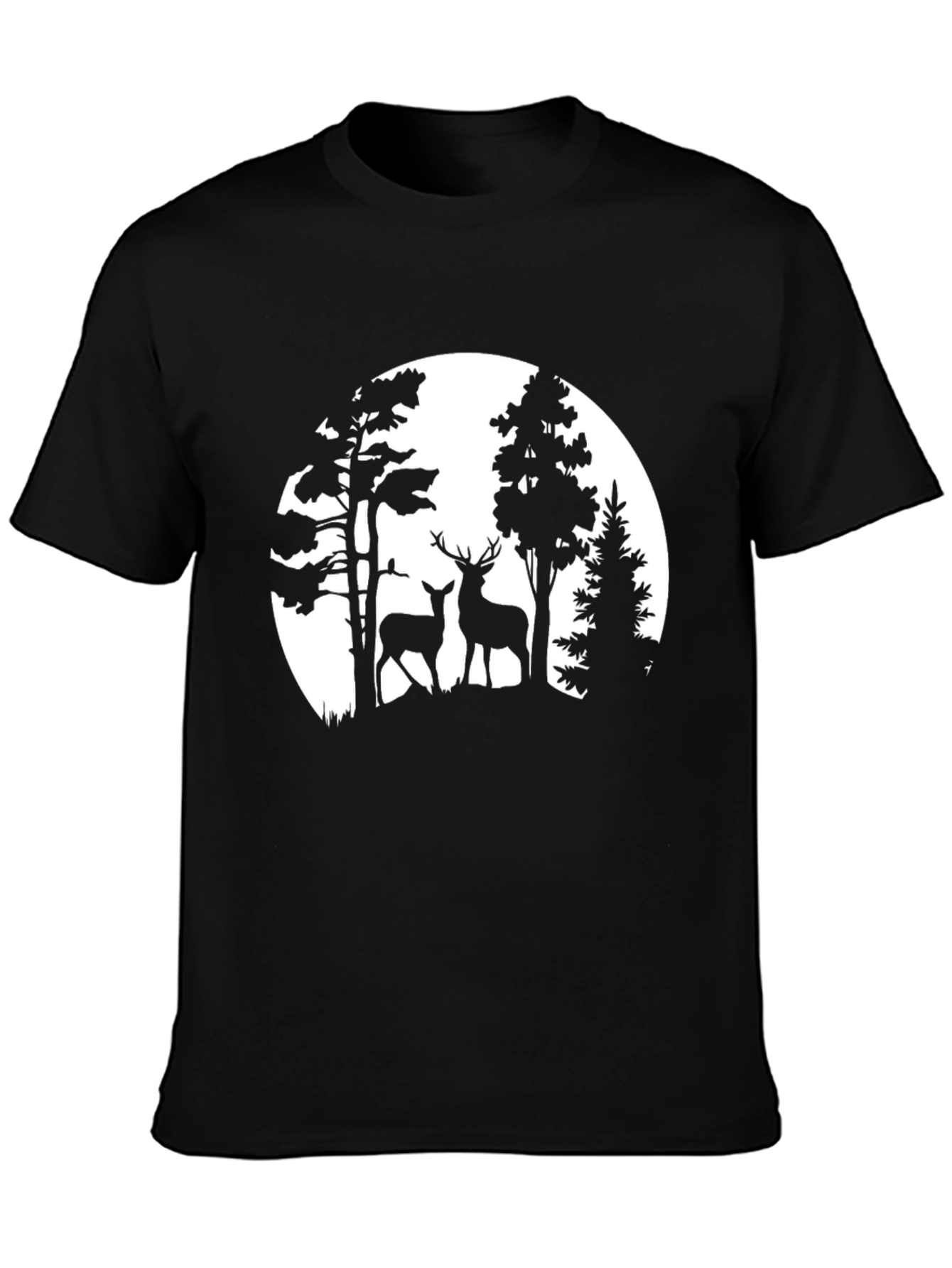 Deer in Forest Silhouette Graphic Tee