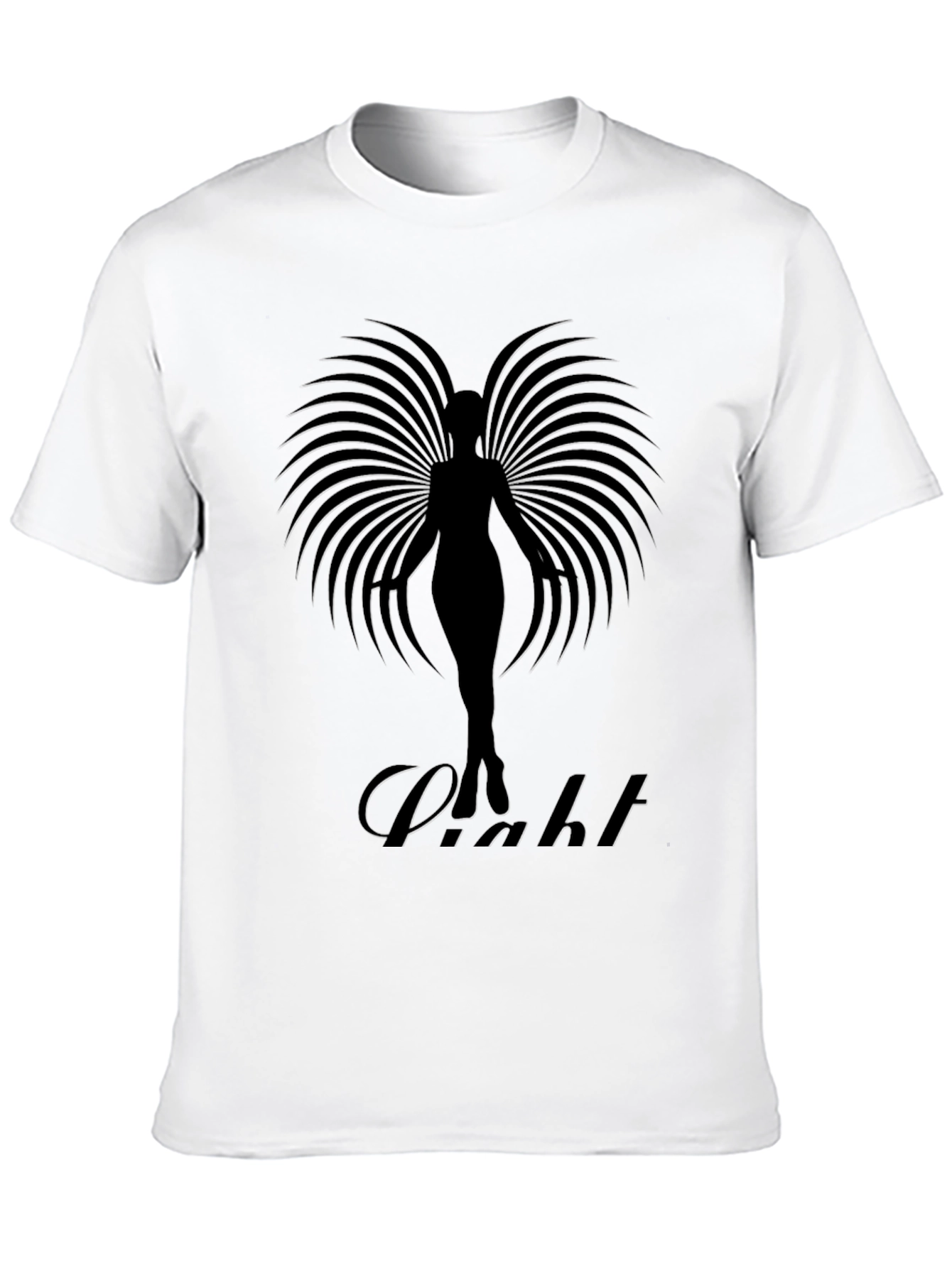 Elegant Black T-Shirt with Angel Wing Design