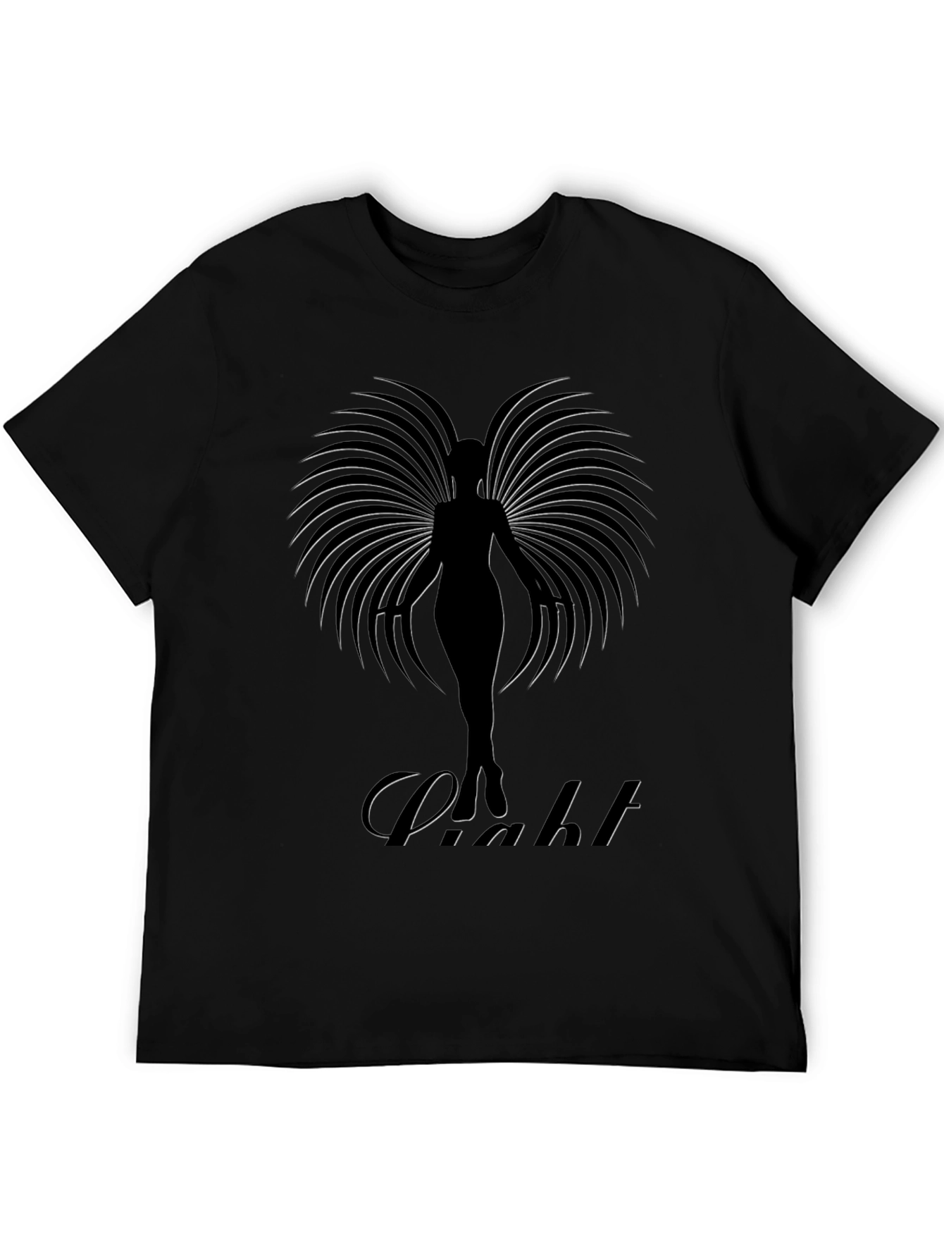 Elegant Black T-Shirt with Angel Wing Design