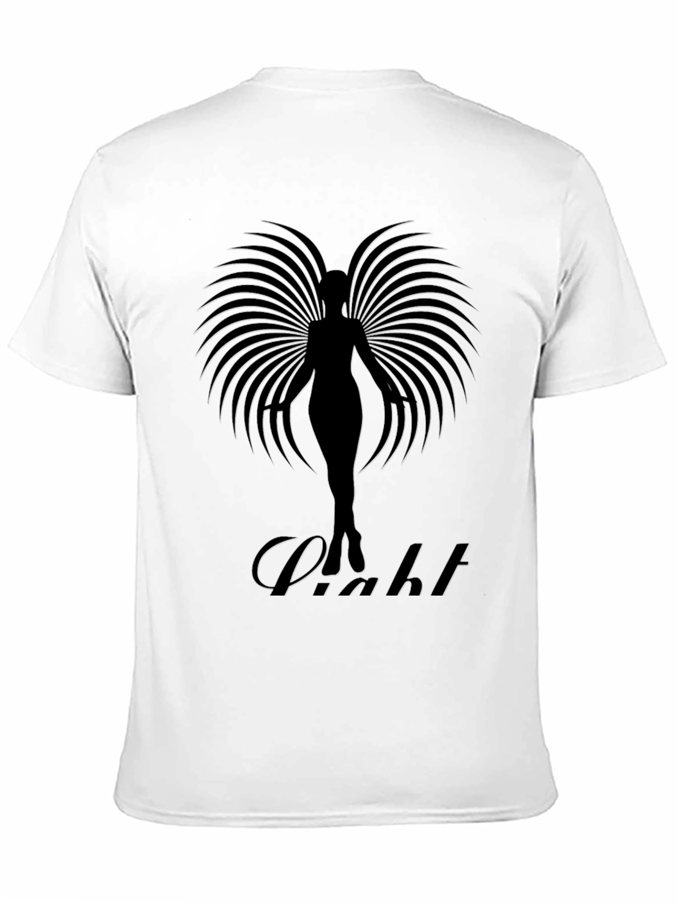 Elegant Black T-Shirt with Angel Wing Design