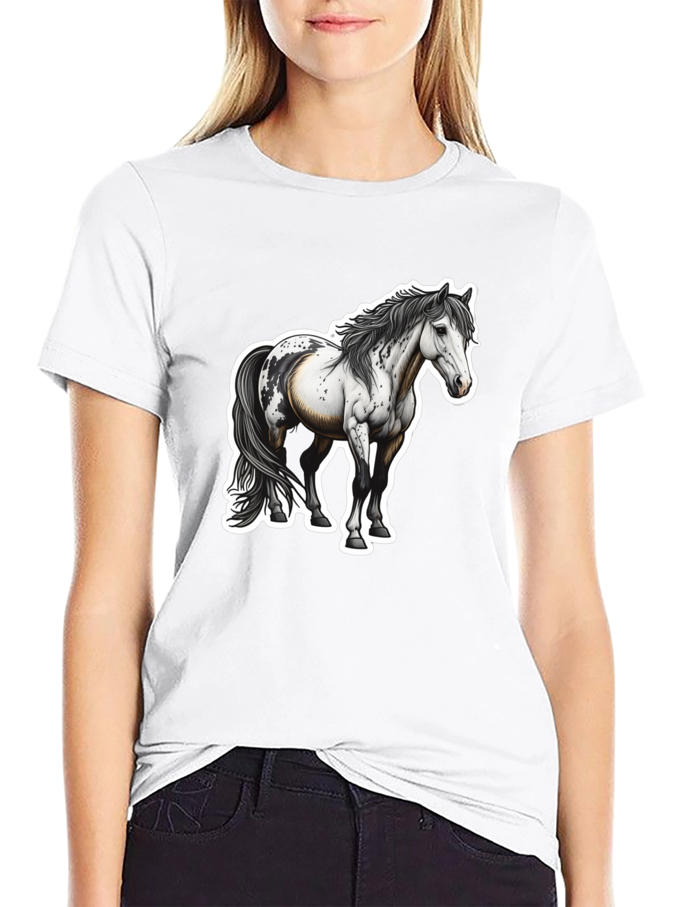 Horse Graphic Black Tee for Men