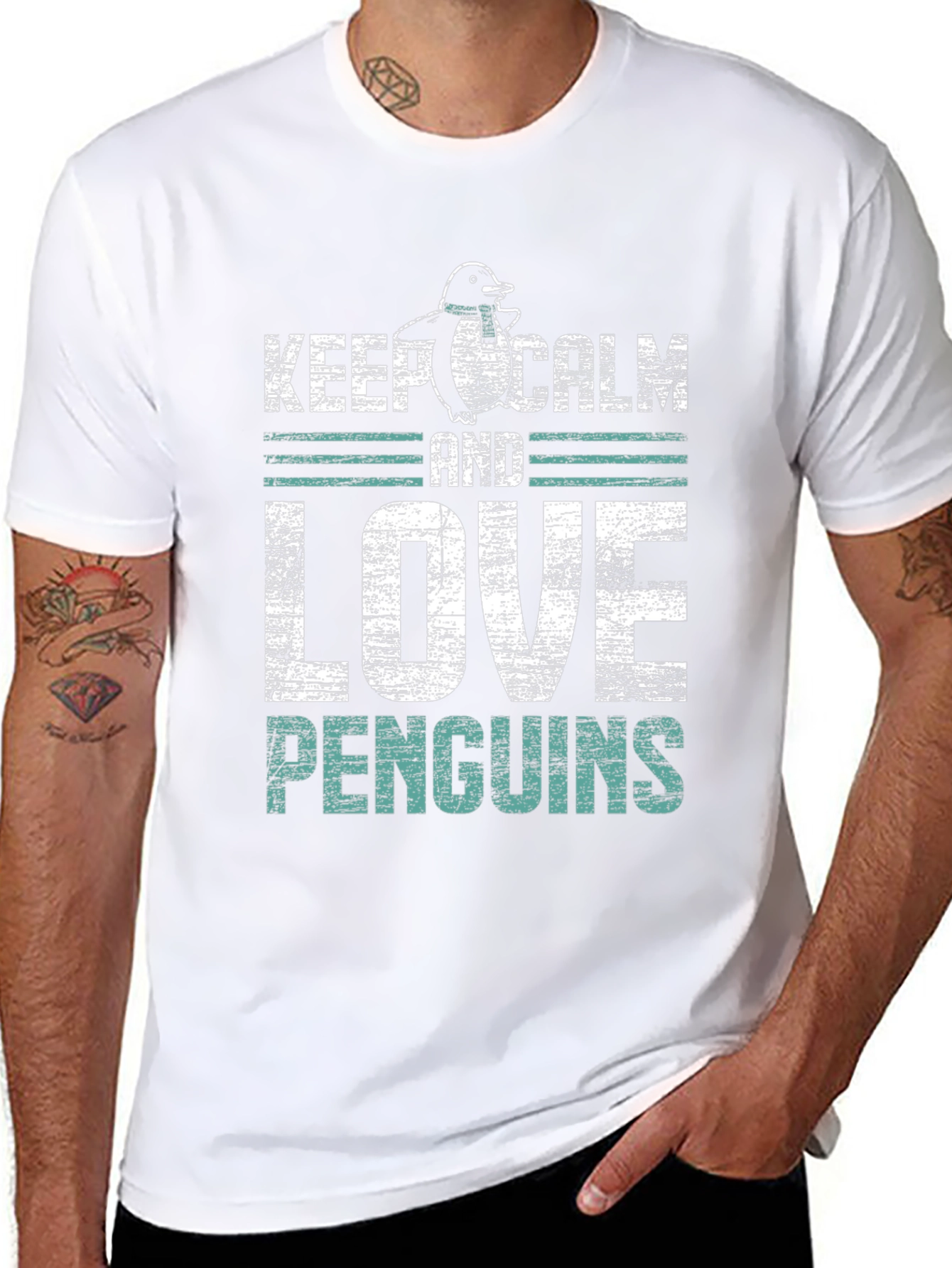 Keep Calm & Love Penguins Graphic T-Shirt