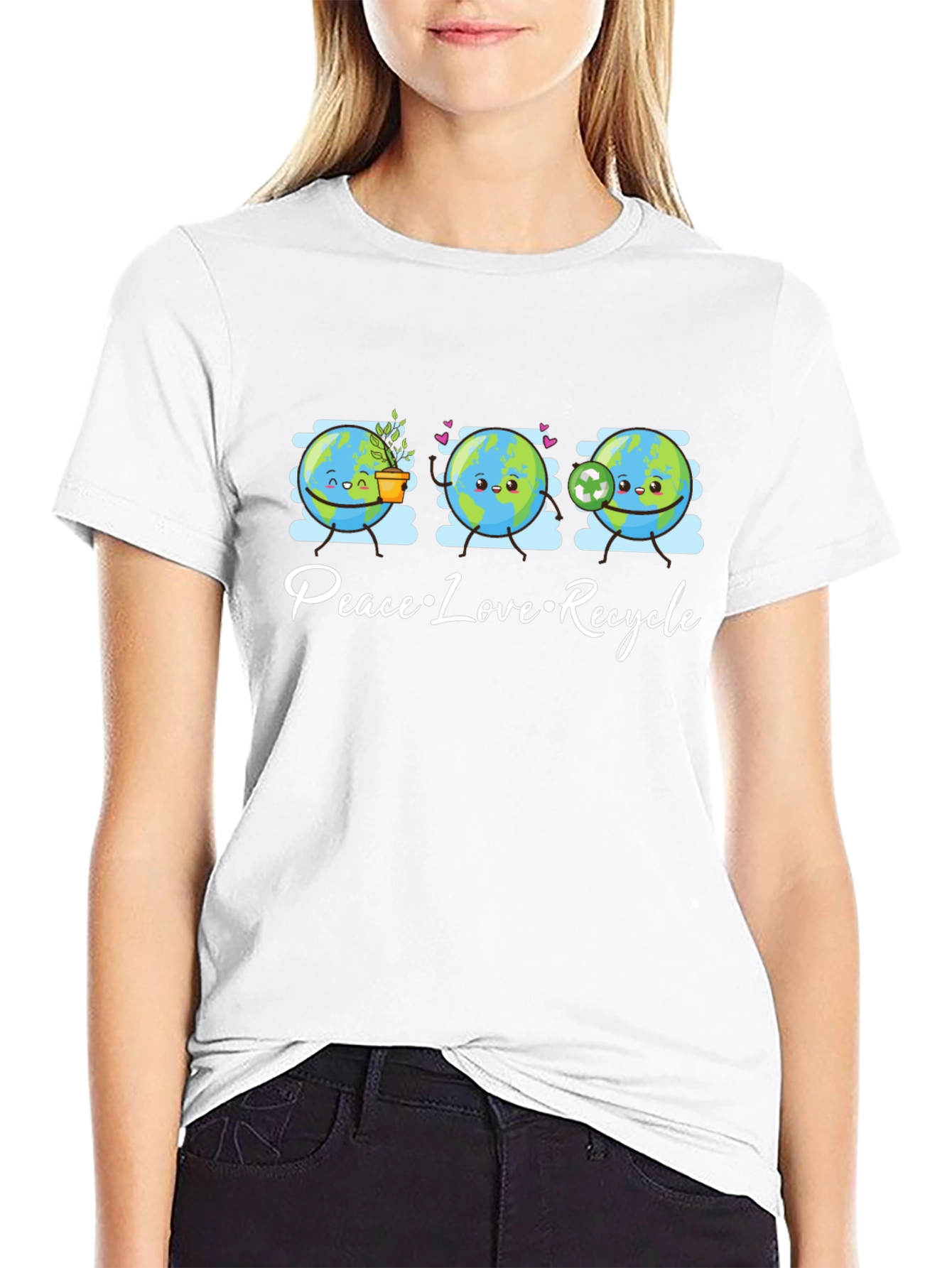 Peace Love Recycle T-Shirt Earth Day Graphic Tee