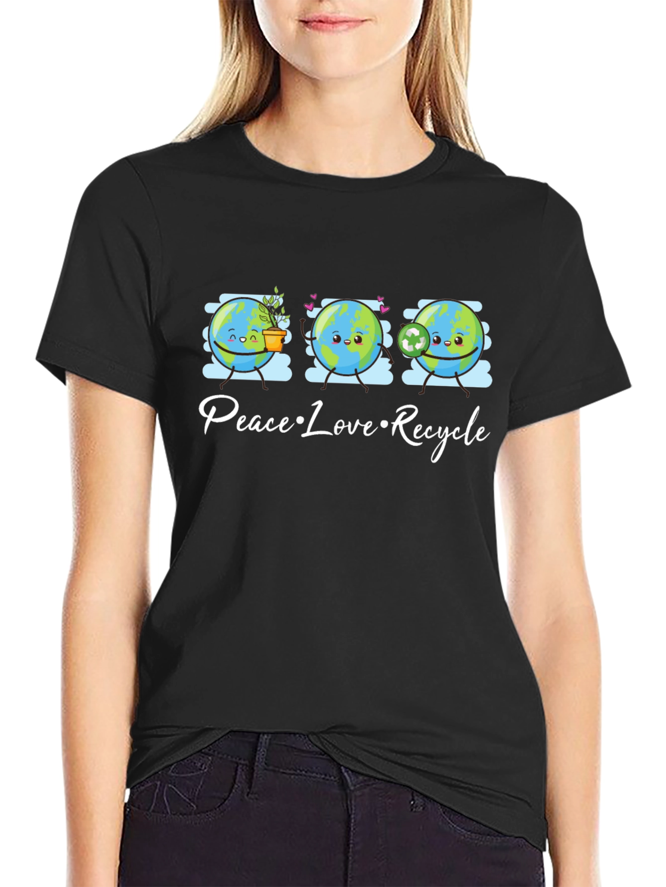 Peace Love Recycle T-Shirt Earth Day Graphic Tee