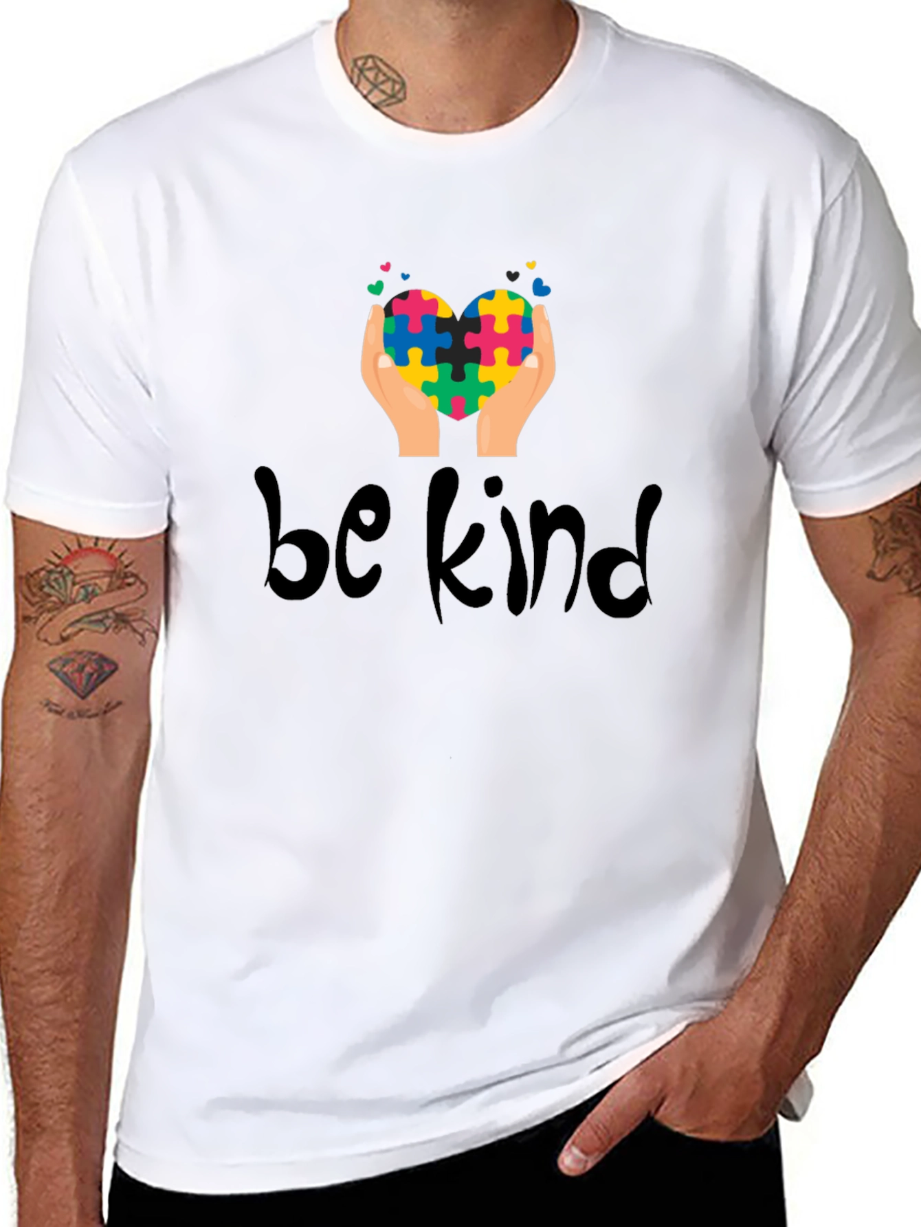 Be Kind Puzzle Heart Tee - Autism Awareness Shirt