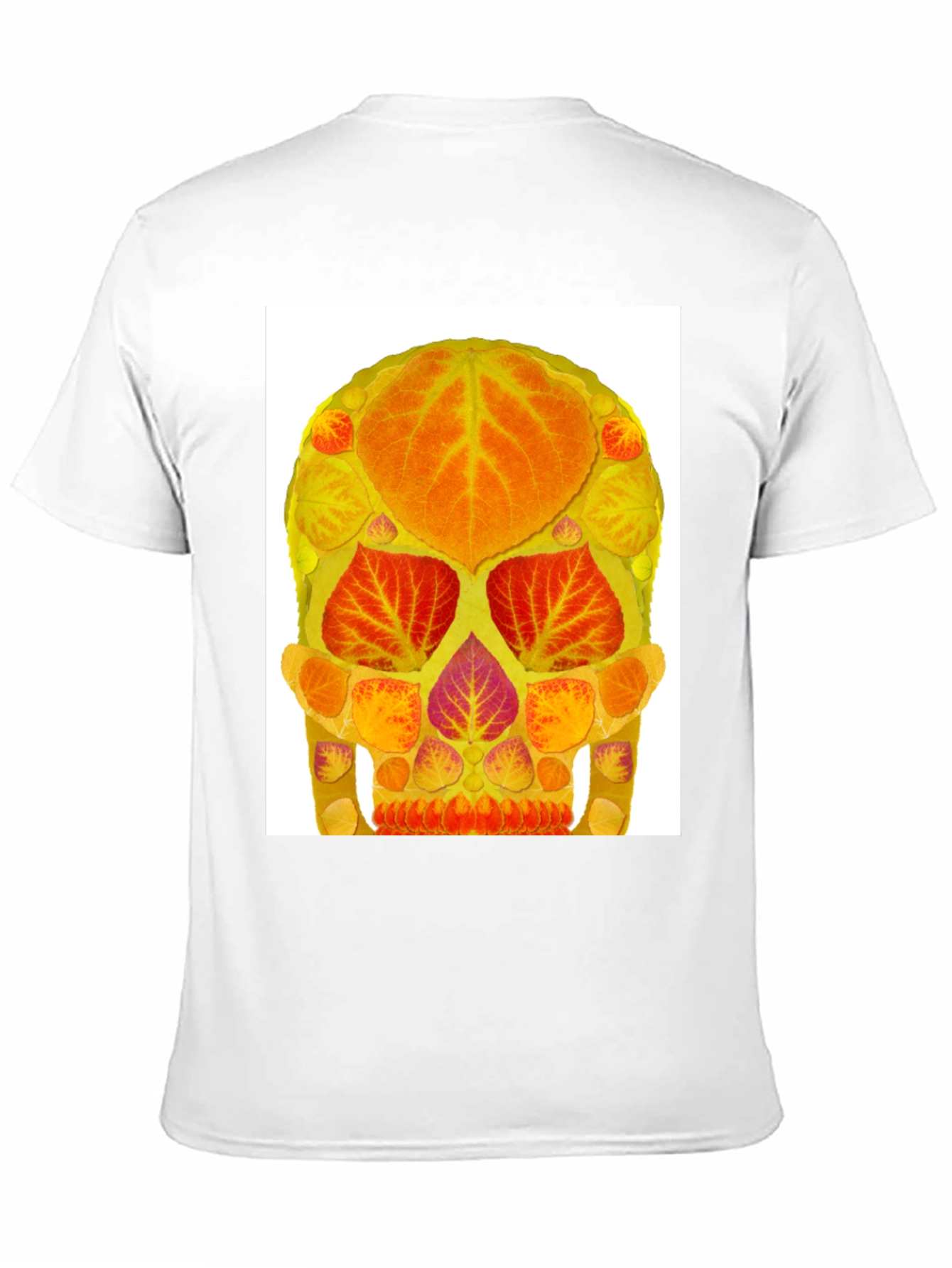 Autumn Leaf Skull Graphic Tee - Black Cotton