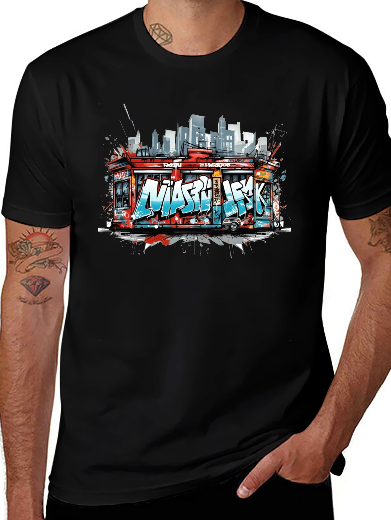 Urban Graffiti T-Shirt - Cityscape Bodega Design