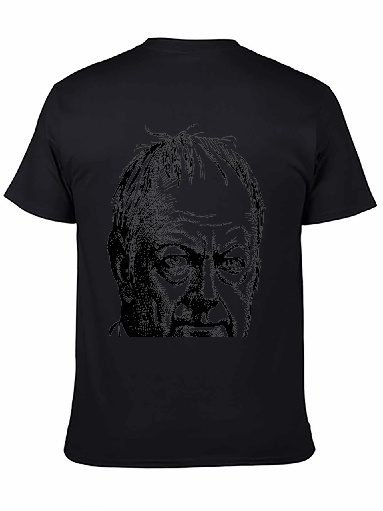 Black T-Shirt with Illustrated Face