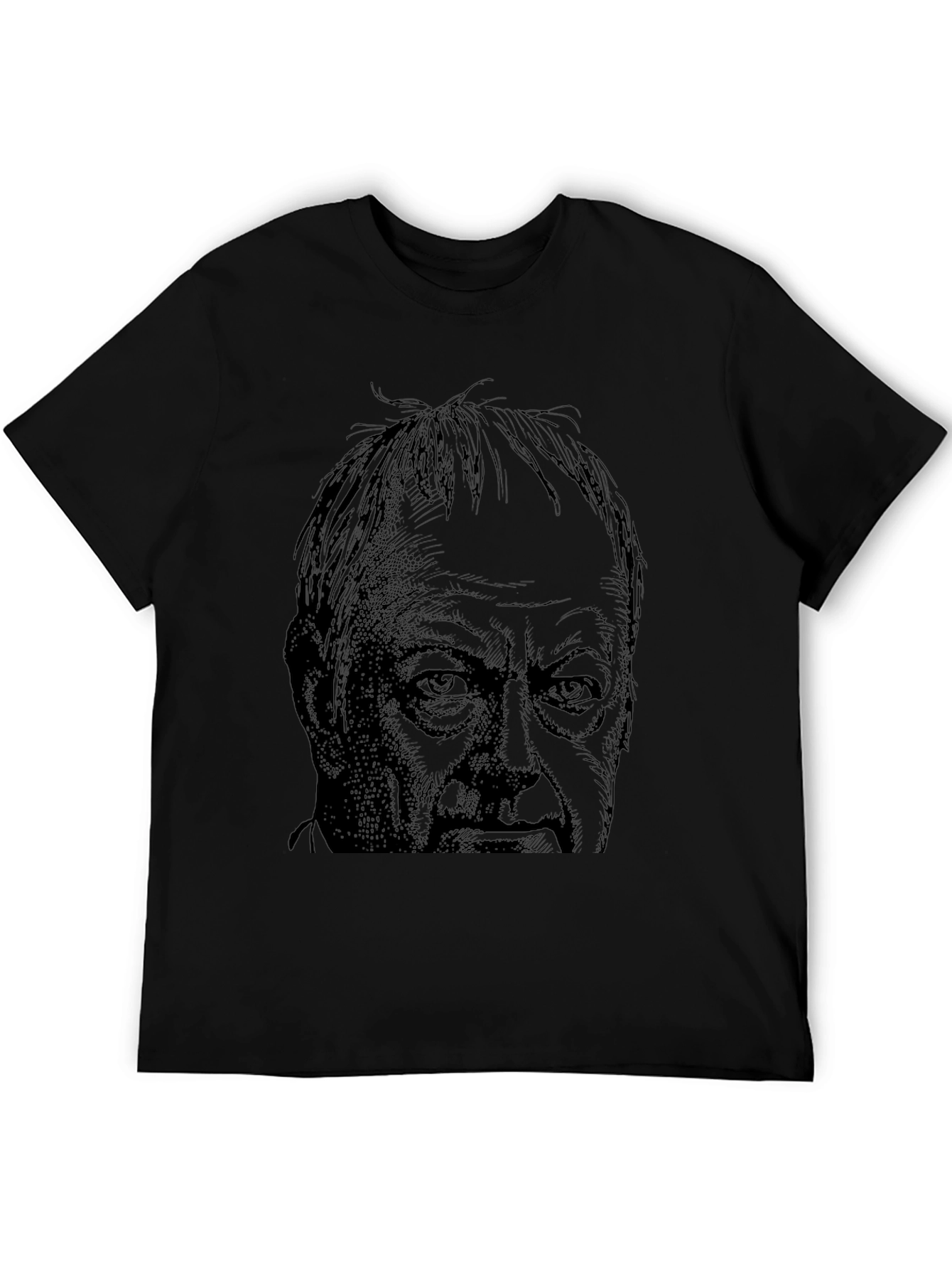 Black T-Shirt with Illustrated Face