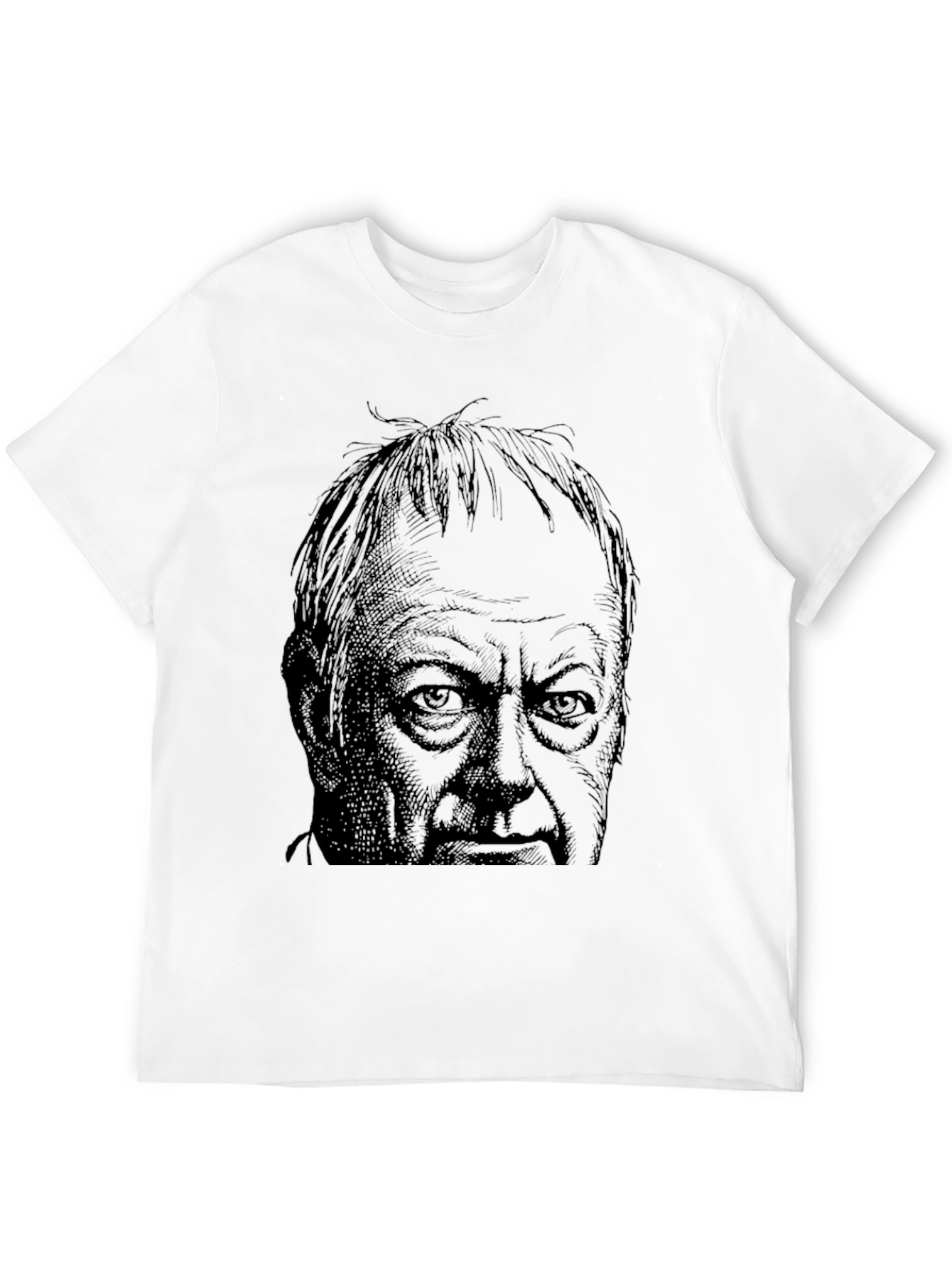 Black T-Shirt with Illustrated Face