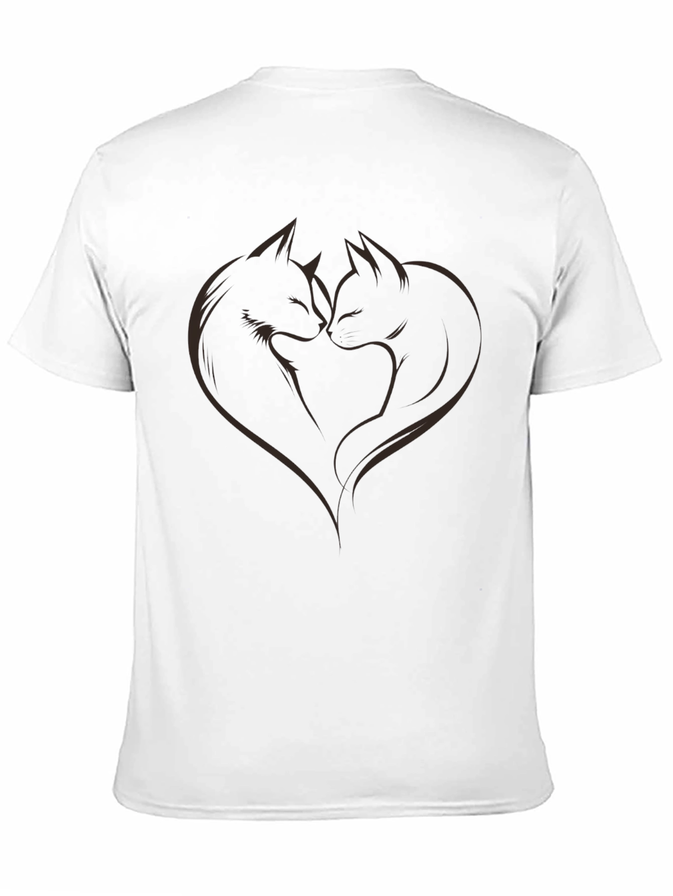 Heart Cats Graphic Tee - Modern Casual T-Shirt