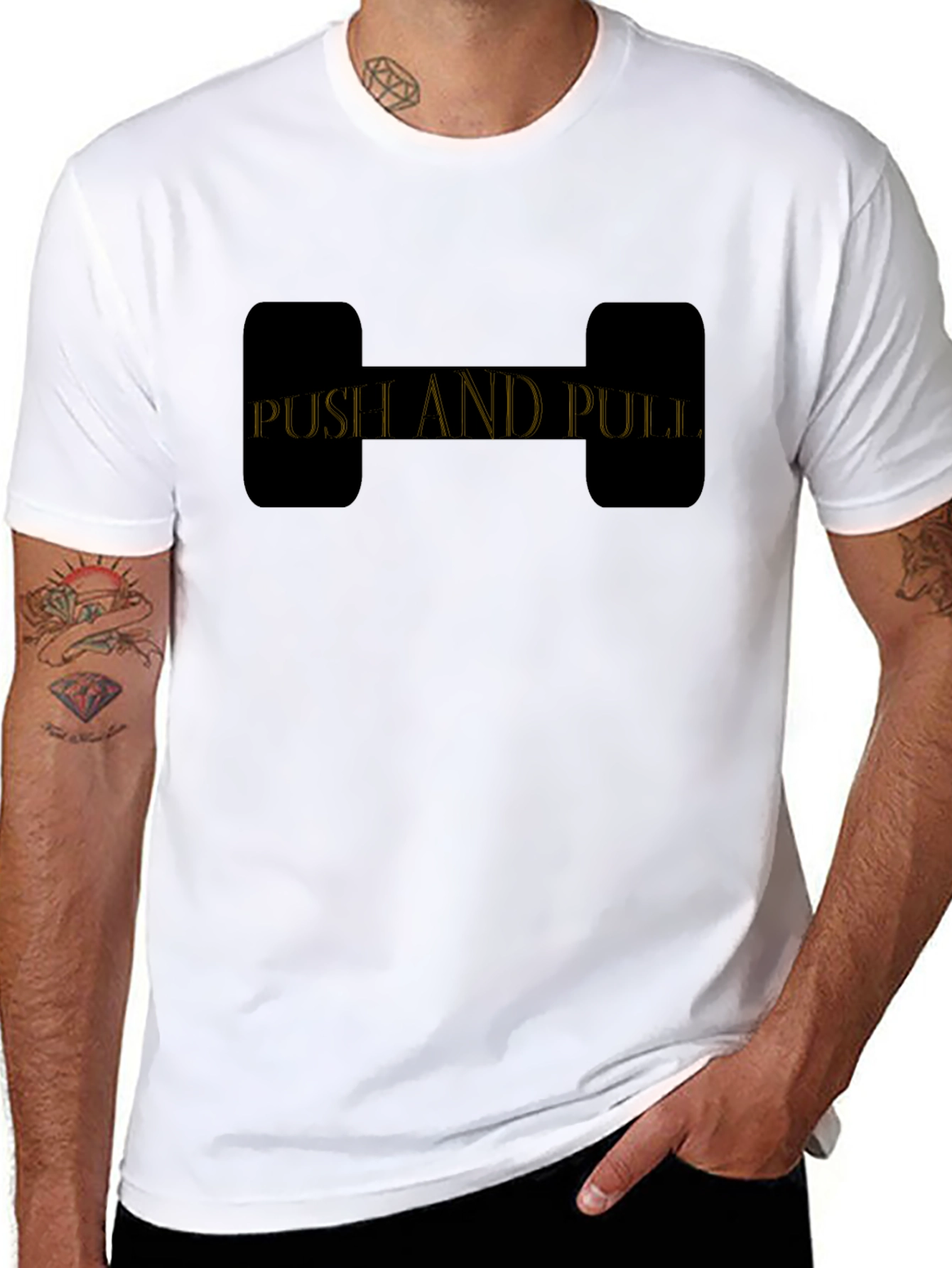 Push and Pull Graphic T-Shirt - Black