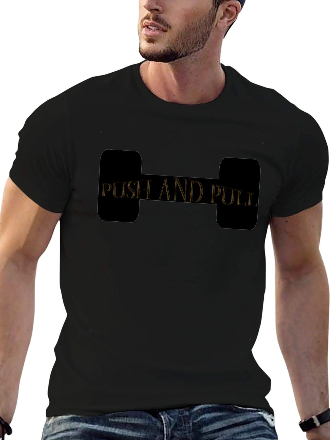 Push and Pull Graphic T-Shirt - Black