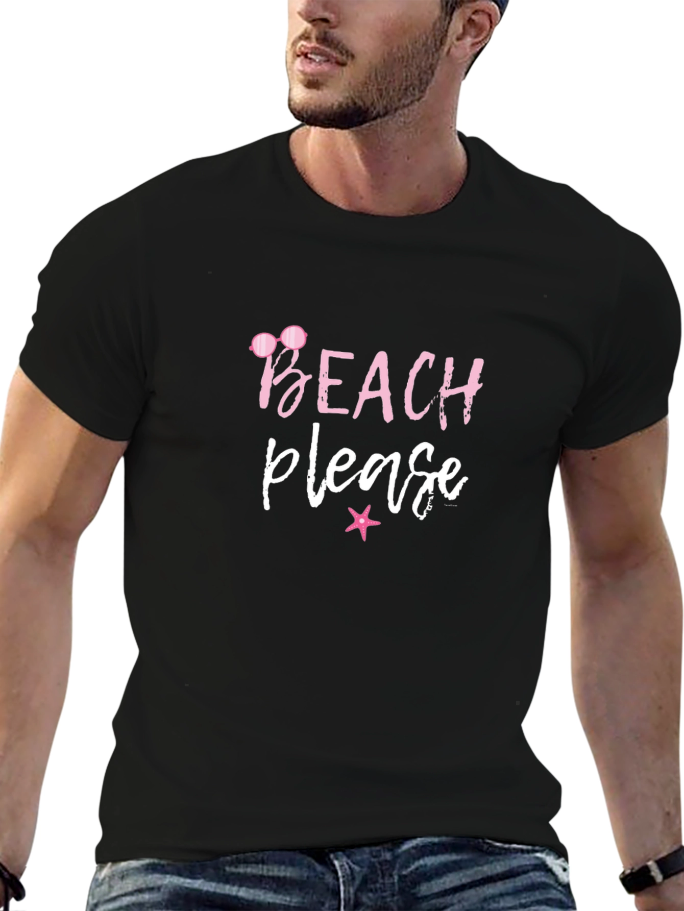 Beach Please Black T-Shirt