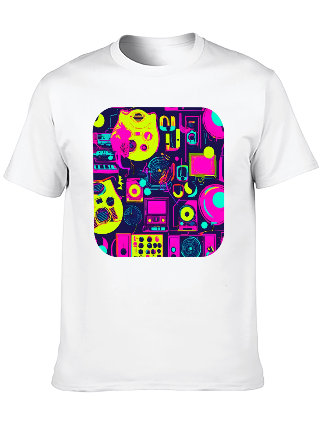 Retro Music Gear Graphic Tee - Black