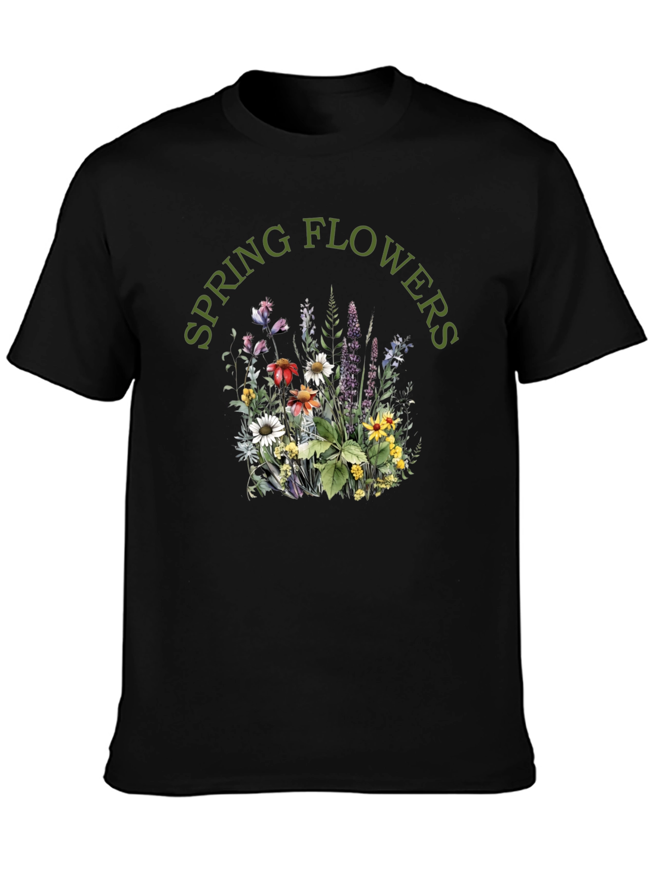 Spring Flowers Black Graphic Tee