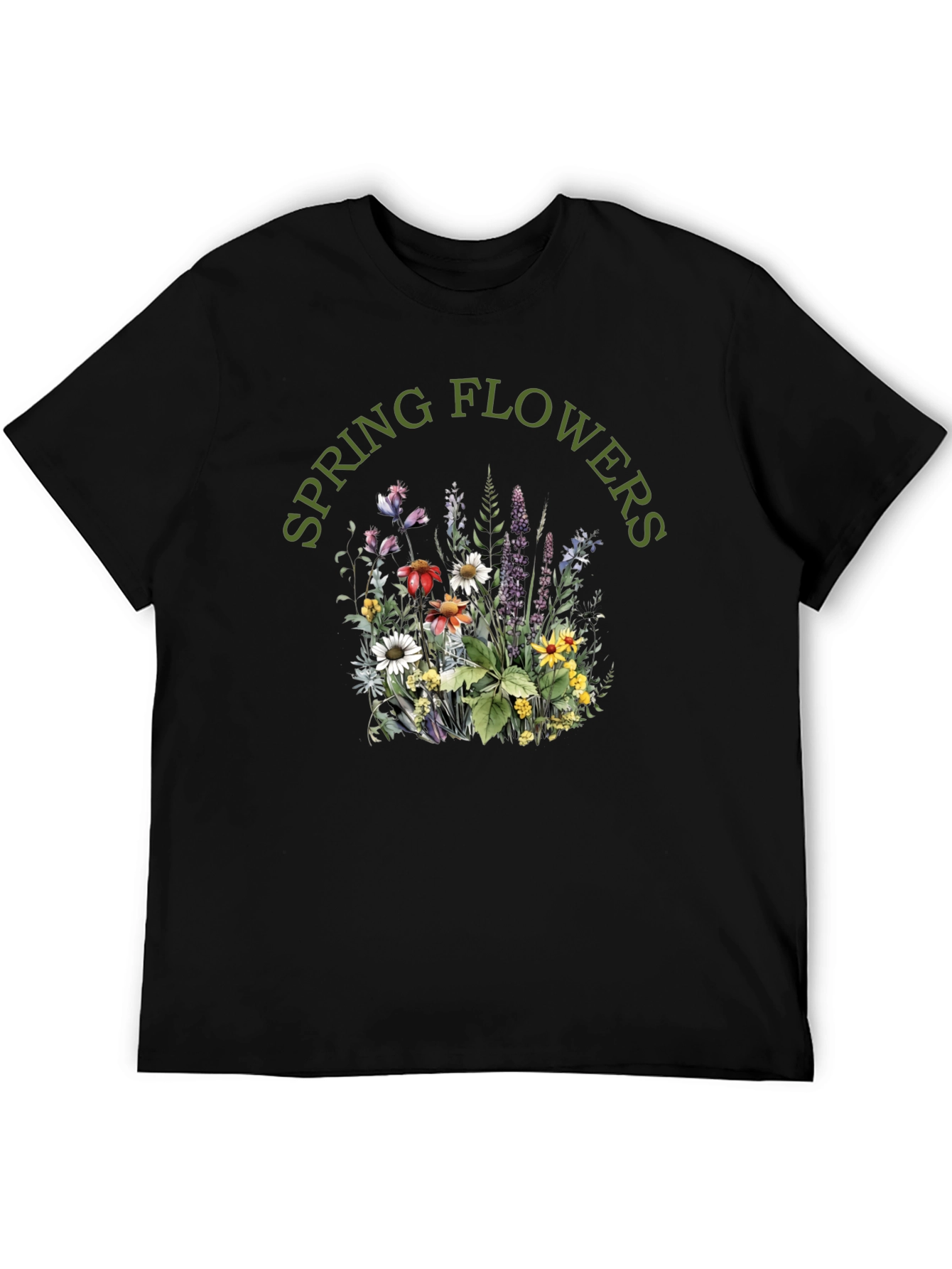 Spring Flowers Black Graphic Tee