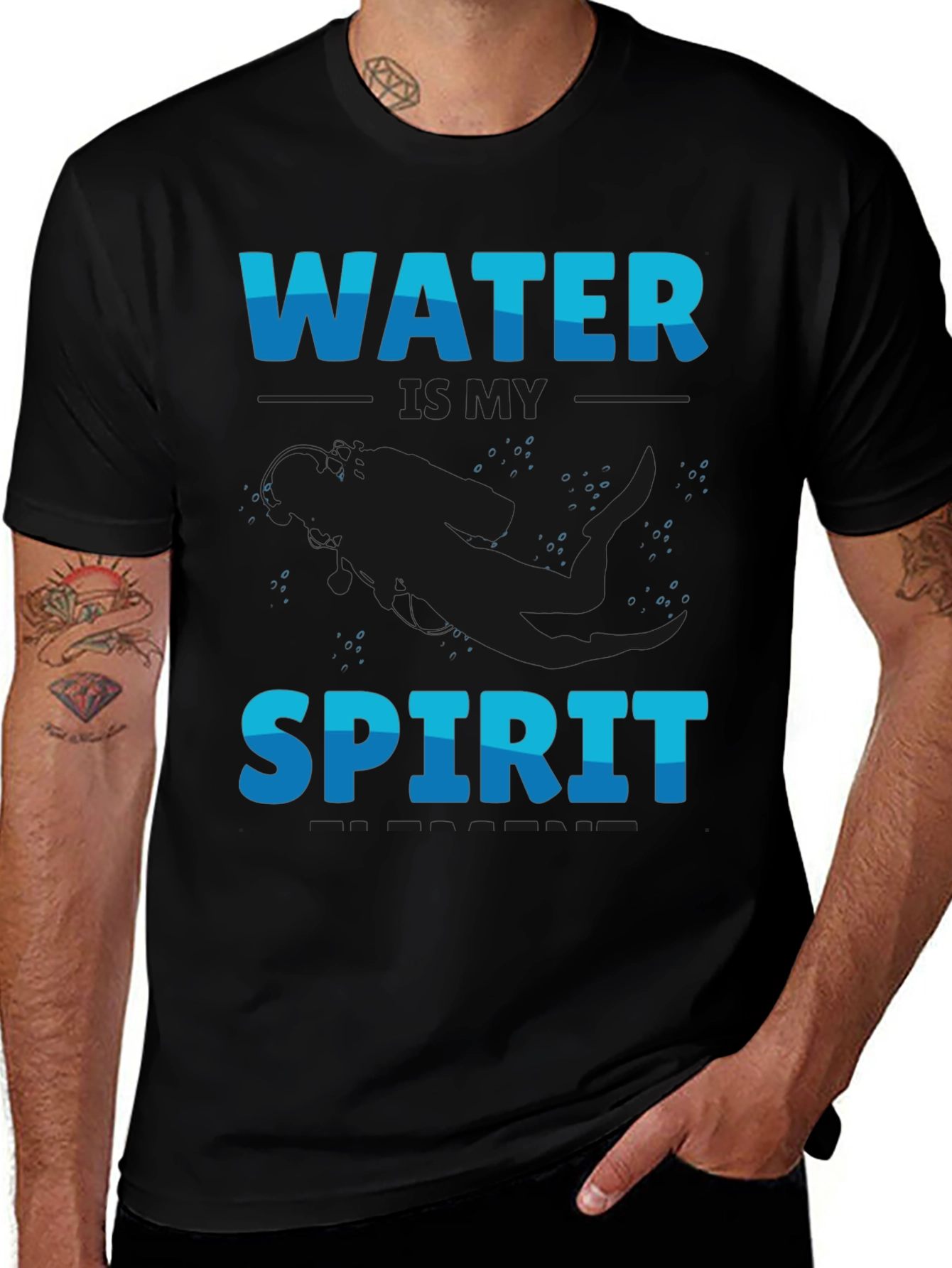 Water is My Spirit Black T-Shirt